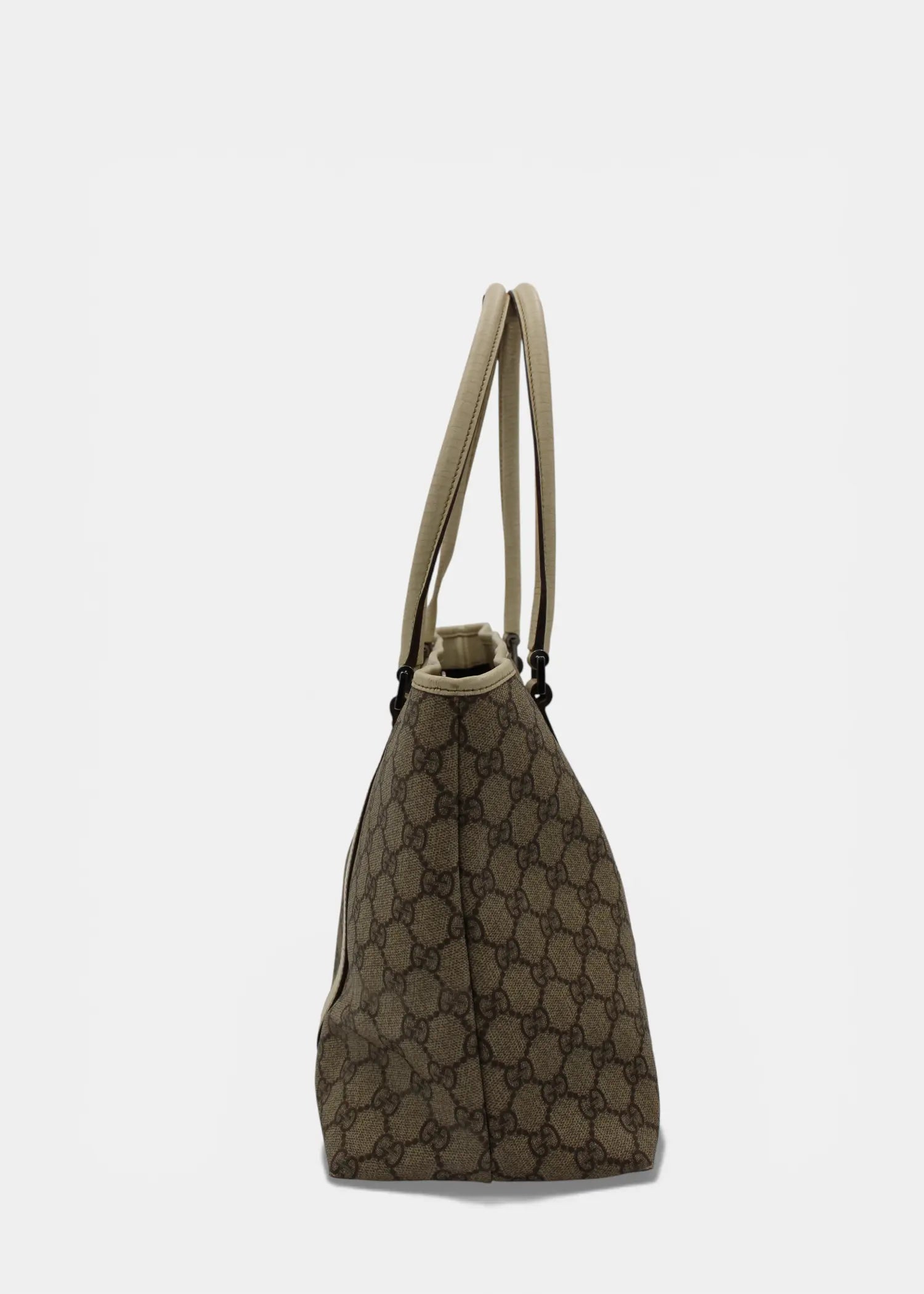 Preloved | Gucci GG Monogram Totebag med Hvid Læder