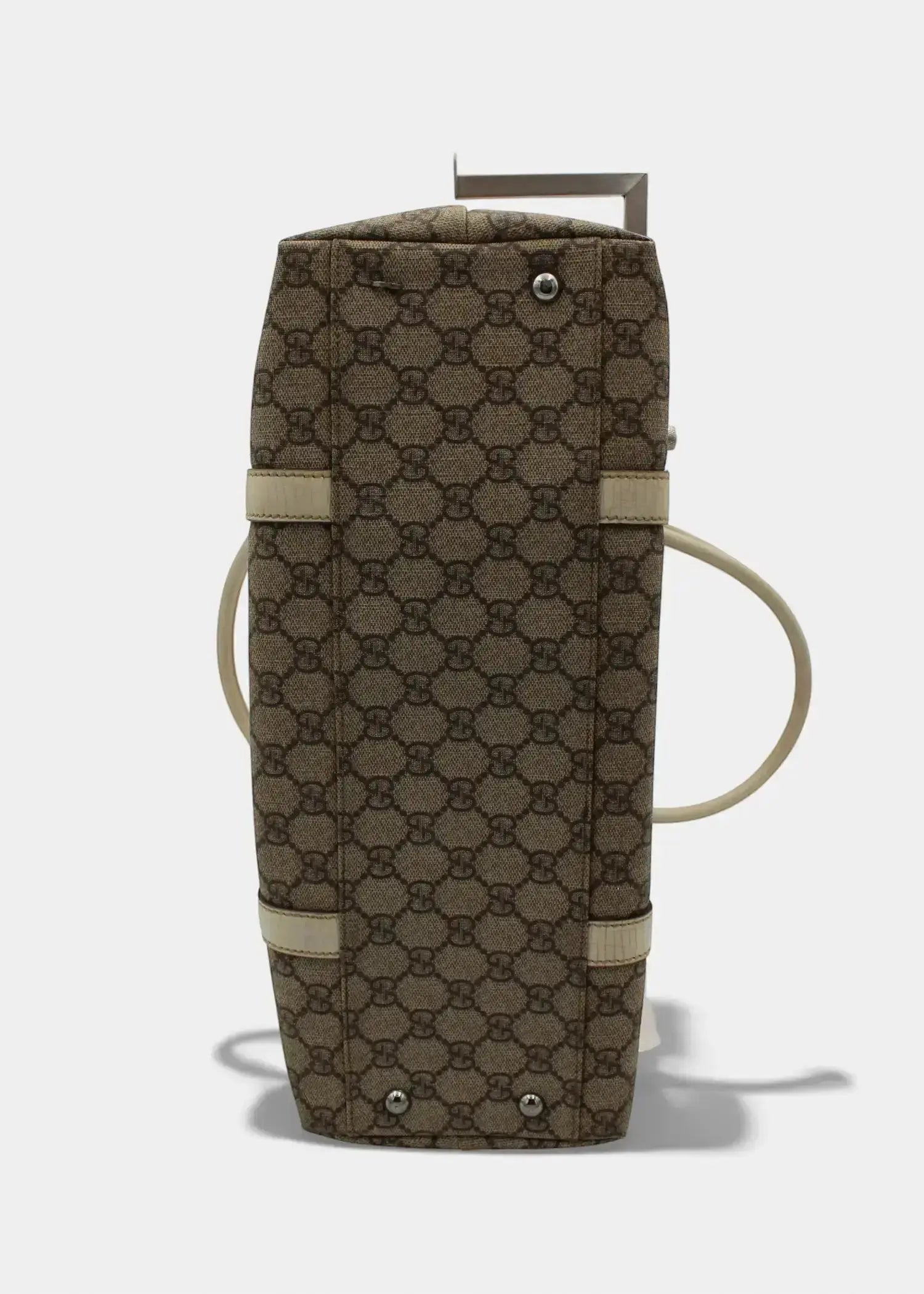 Preloved | Gucci GG Monogram Totebag med Hvid Læder Gucci