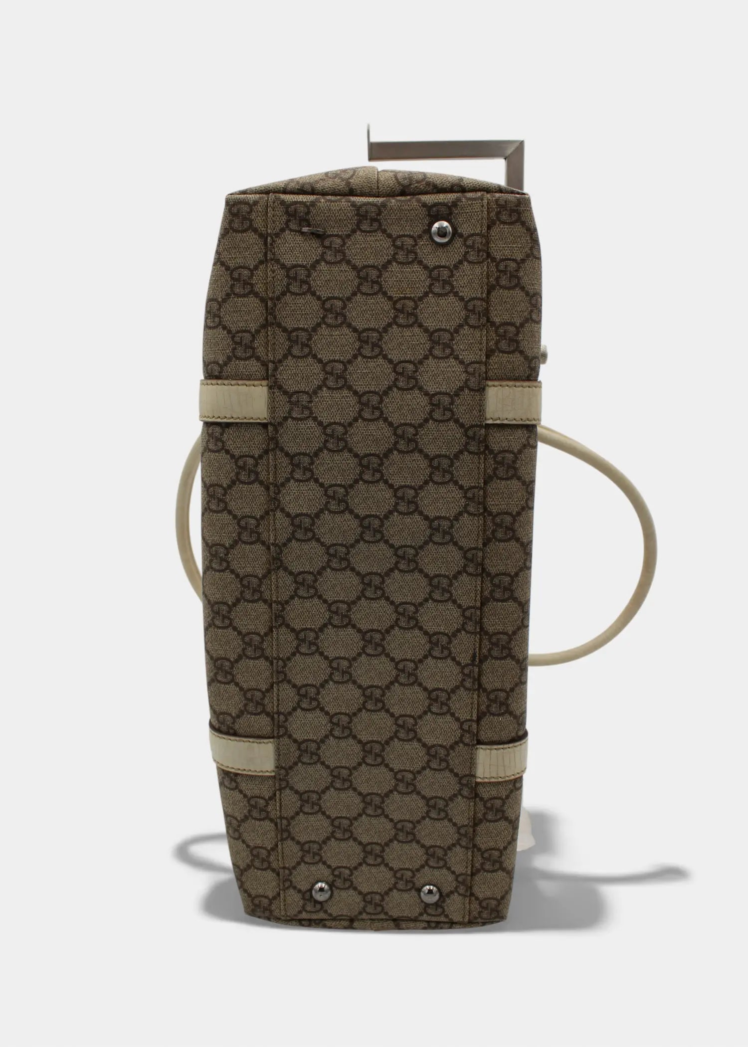 Preloved | Gucci GG Monogram Totebag med Hvid Læder