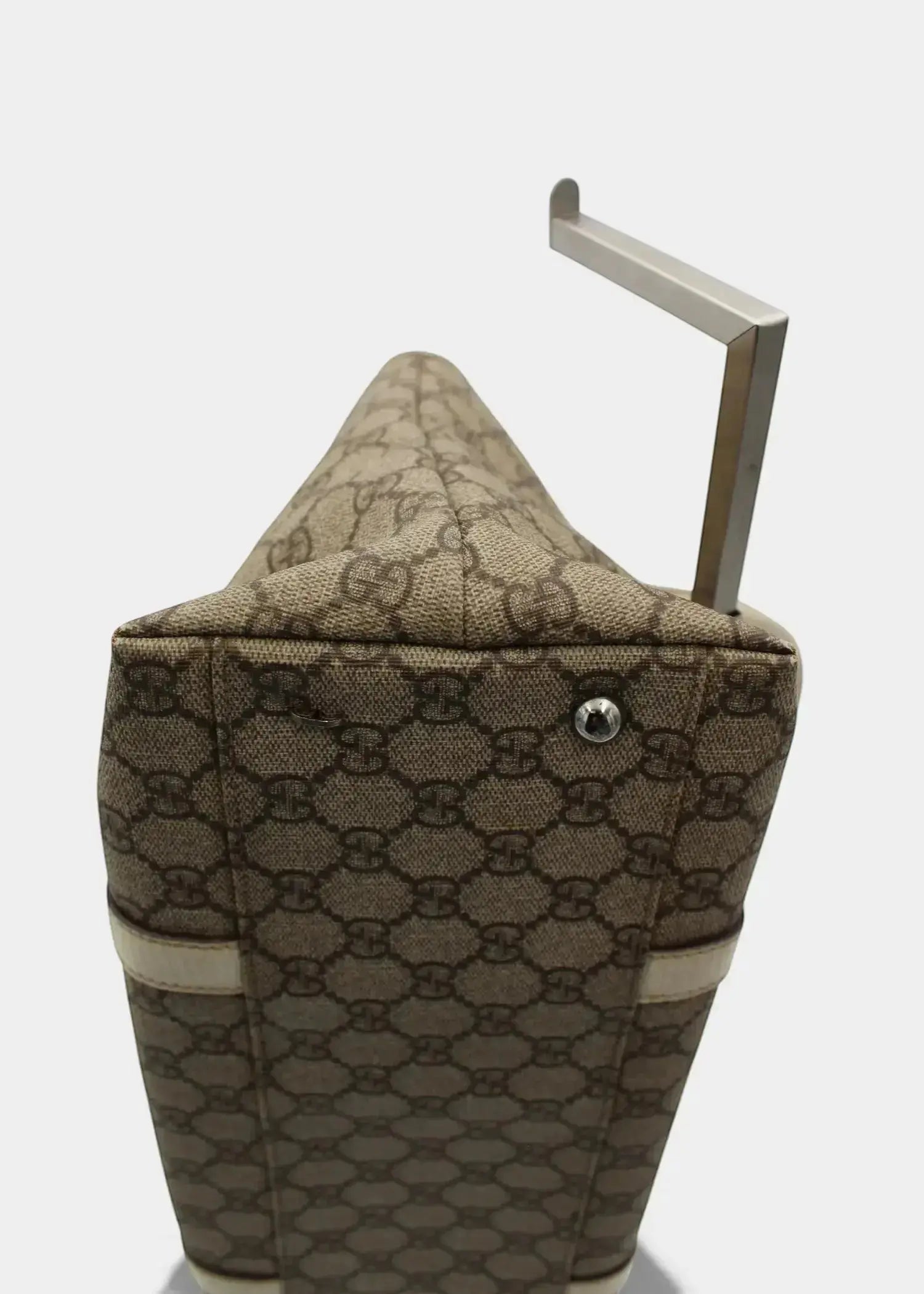 Preloved | Gucci GG Monogram Totebag med Hvid Læder Gucci