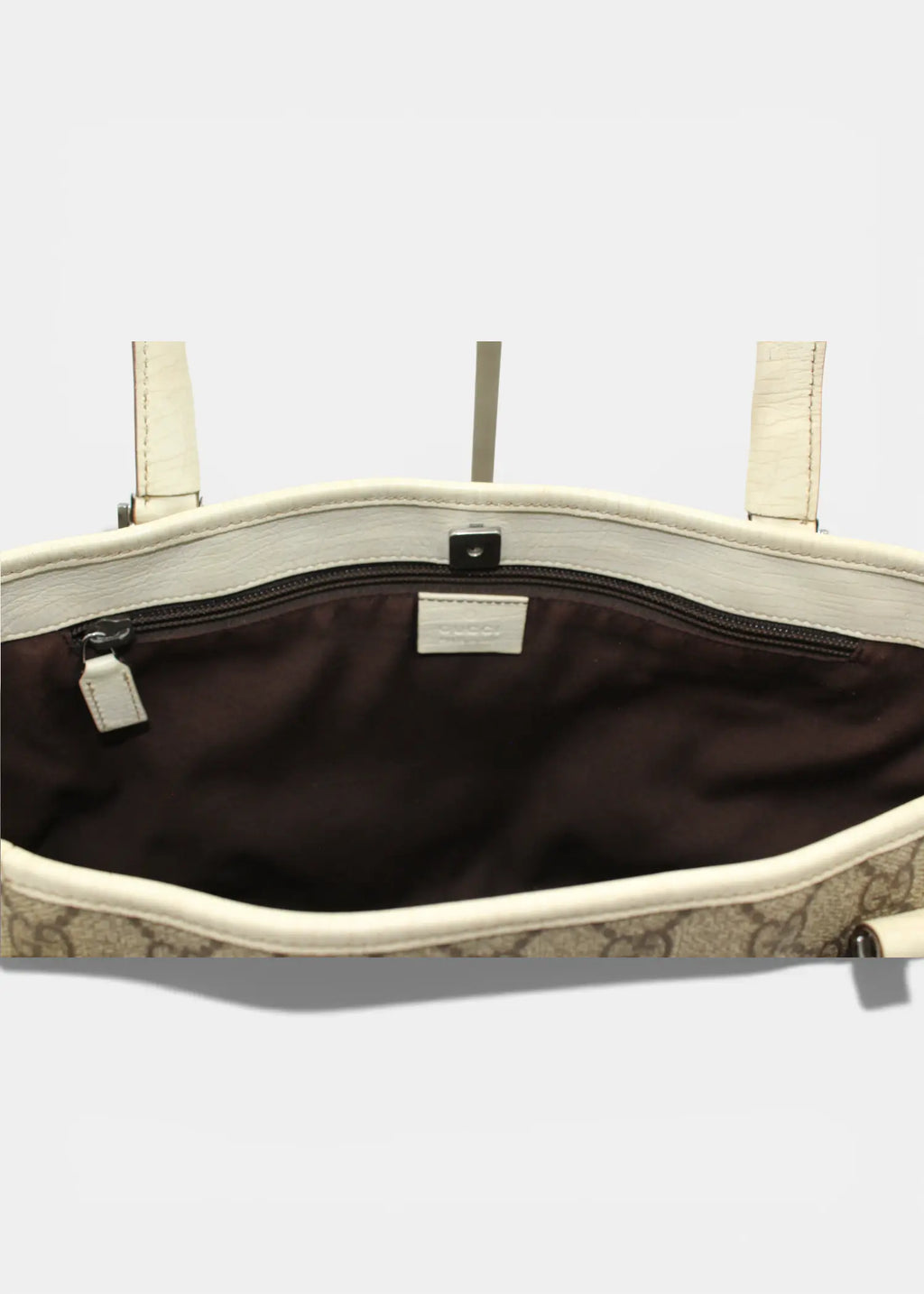 Preloved | Gucci GG Monogram Totebag med Hvid Læder