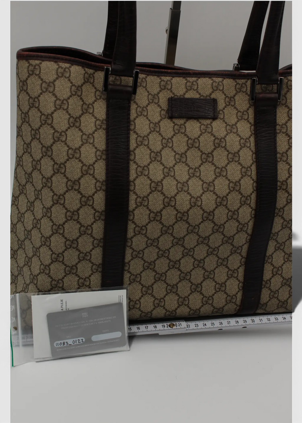 Preloved | Gucci GG Monogram Totebag med Brun Læder