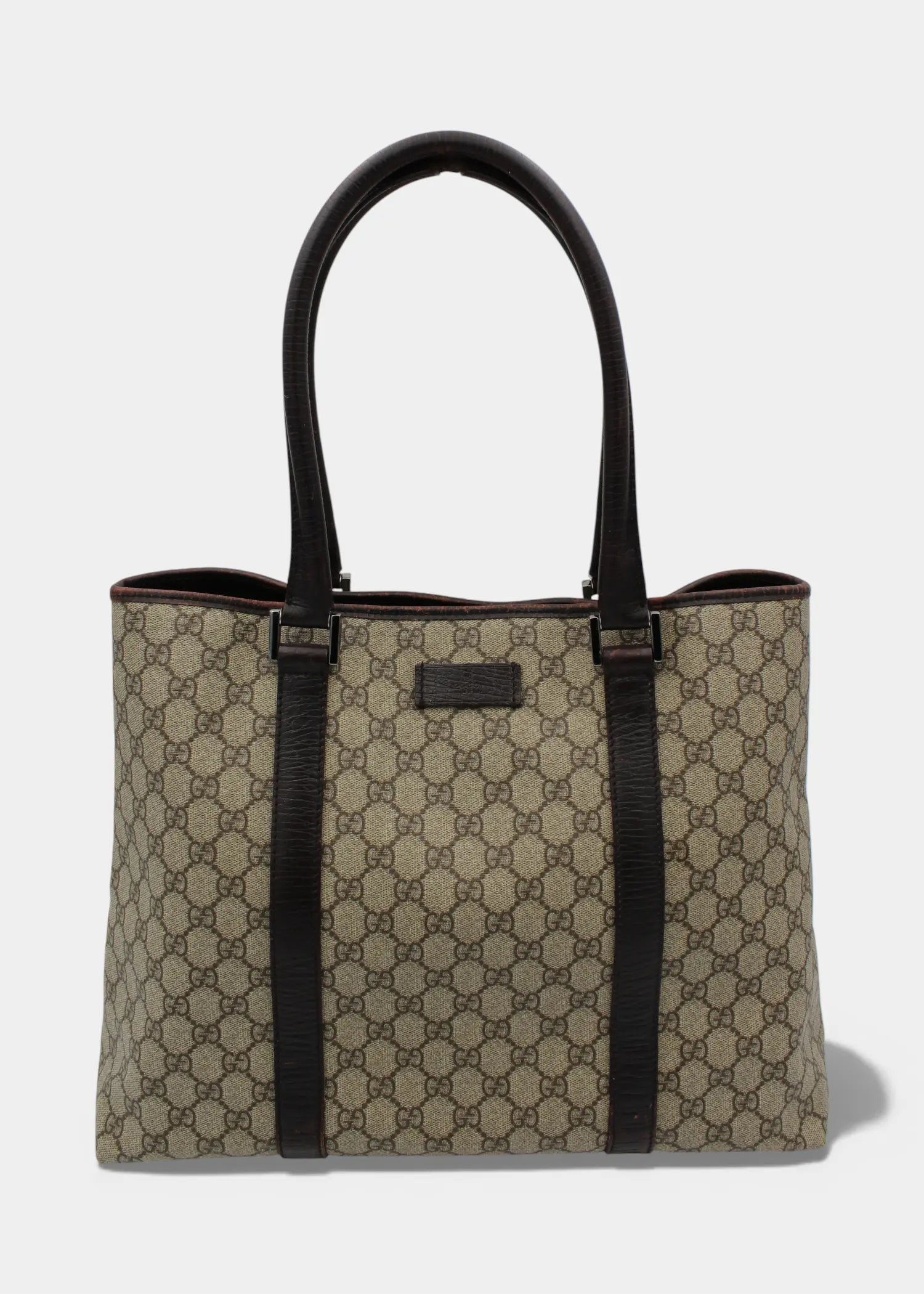 Preloved | Gucci GG Monogram Totebag med Brun Læder