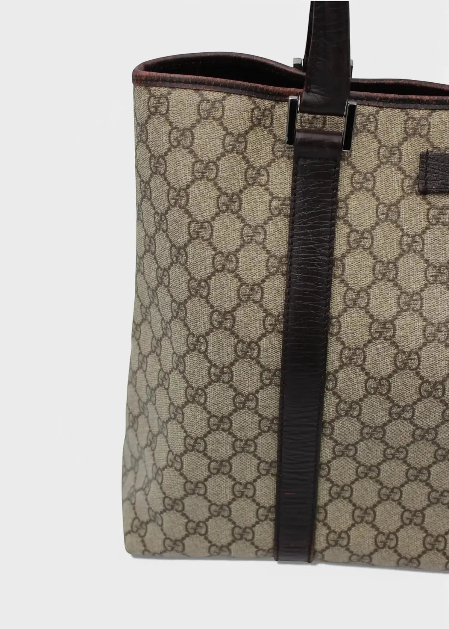 Preloved | Gucci GG Monogram Totebag med Brun Læder Gucci