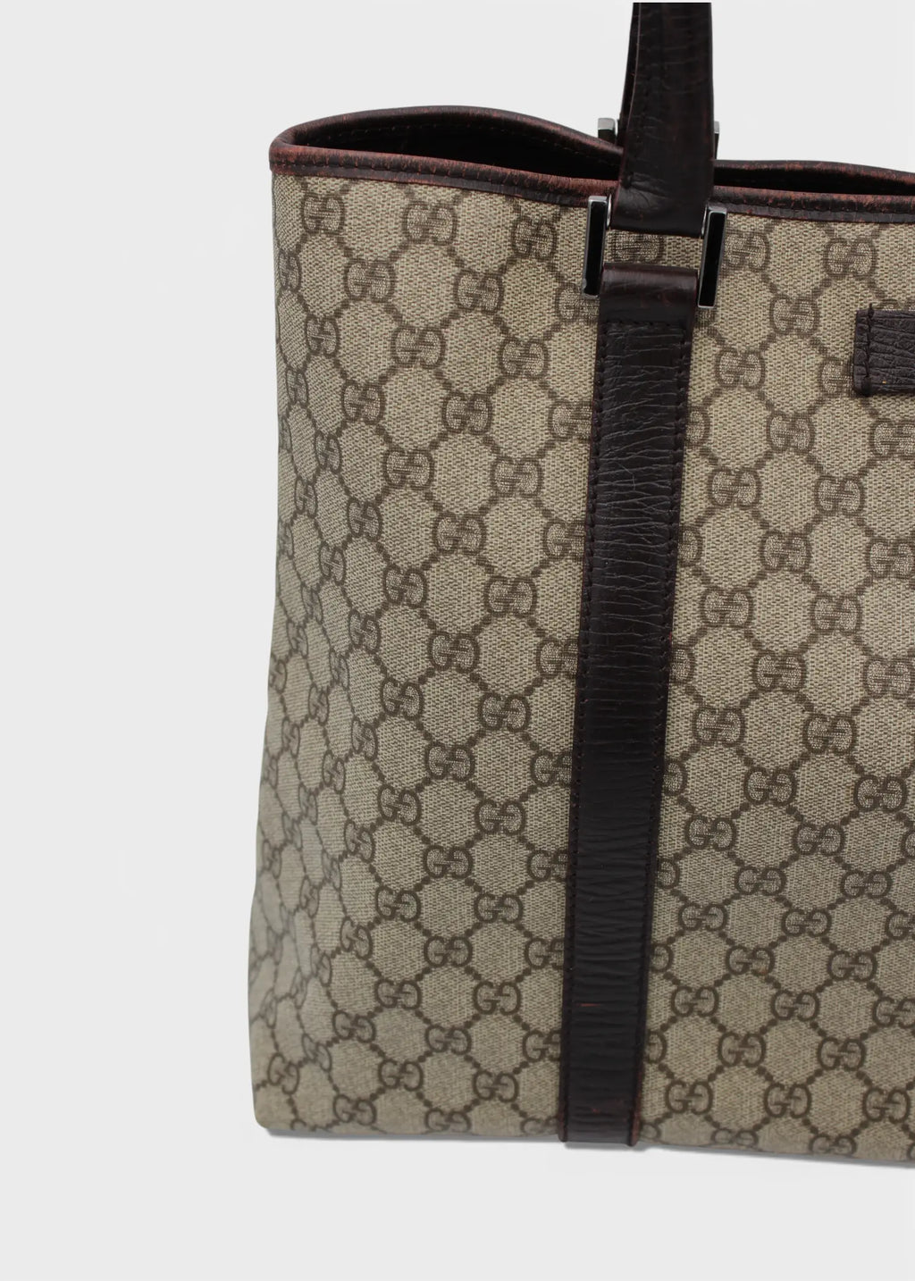 Preloved | Gucci GG Monogram Totebag med Brun Læder