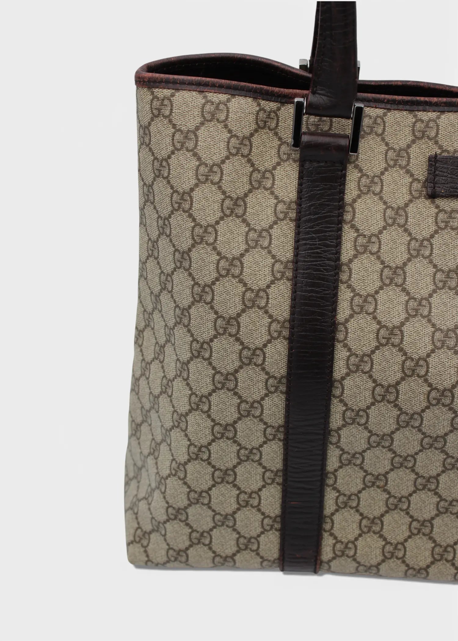 Preloved | Gucci GG Monogram Totebag med Brun Læder