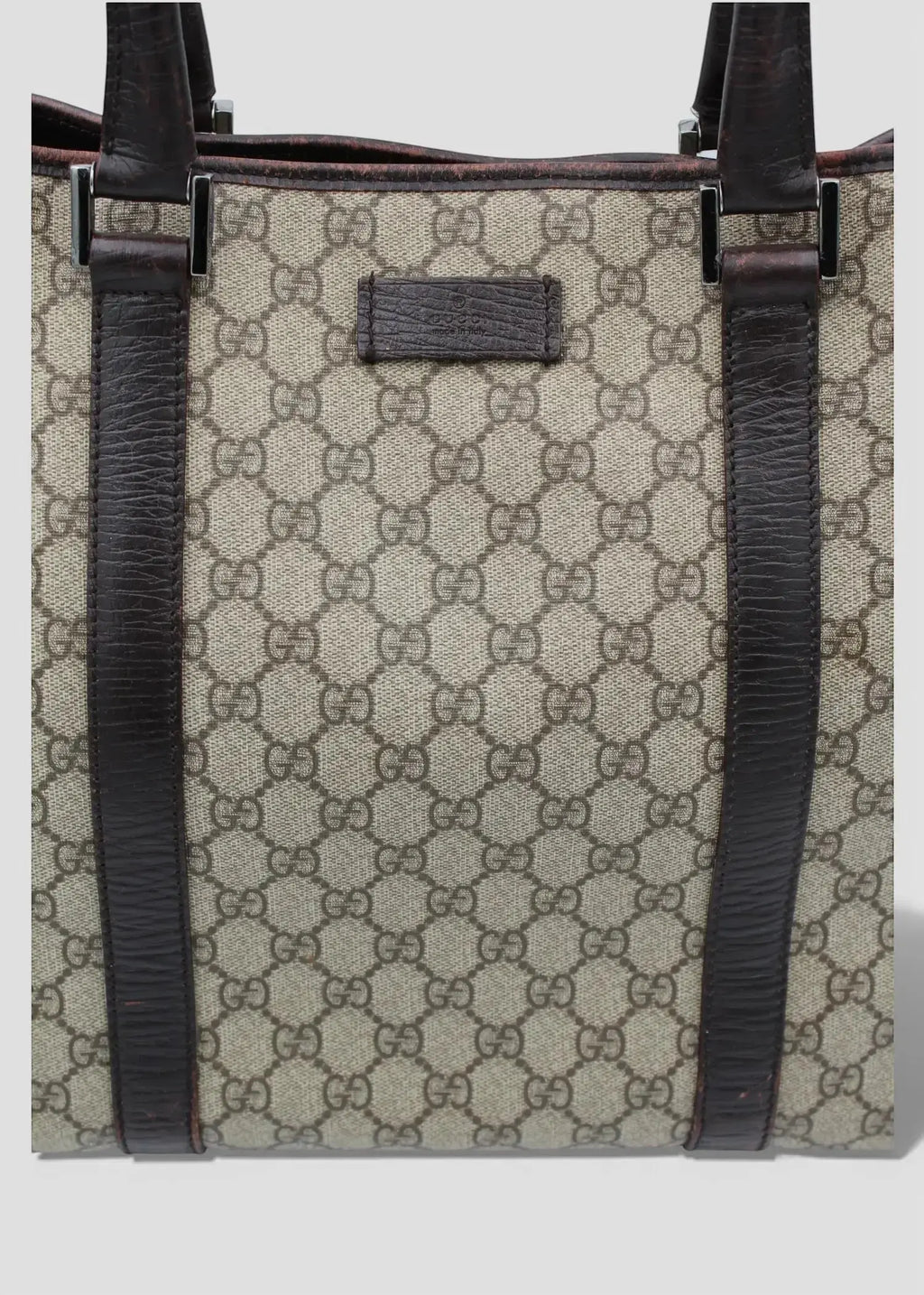 Preloved | Gucci GG Monogram Totebag med Brun Læder Gucci