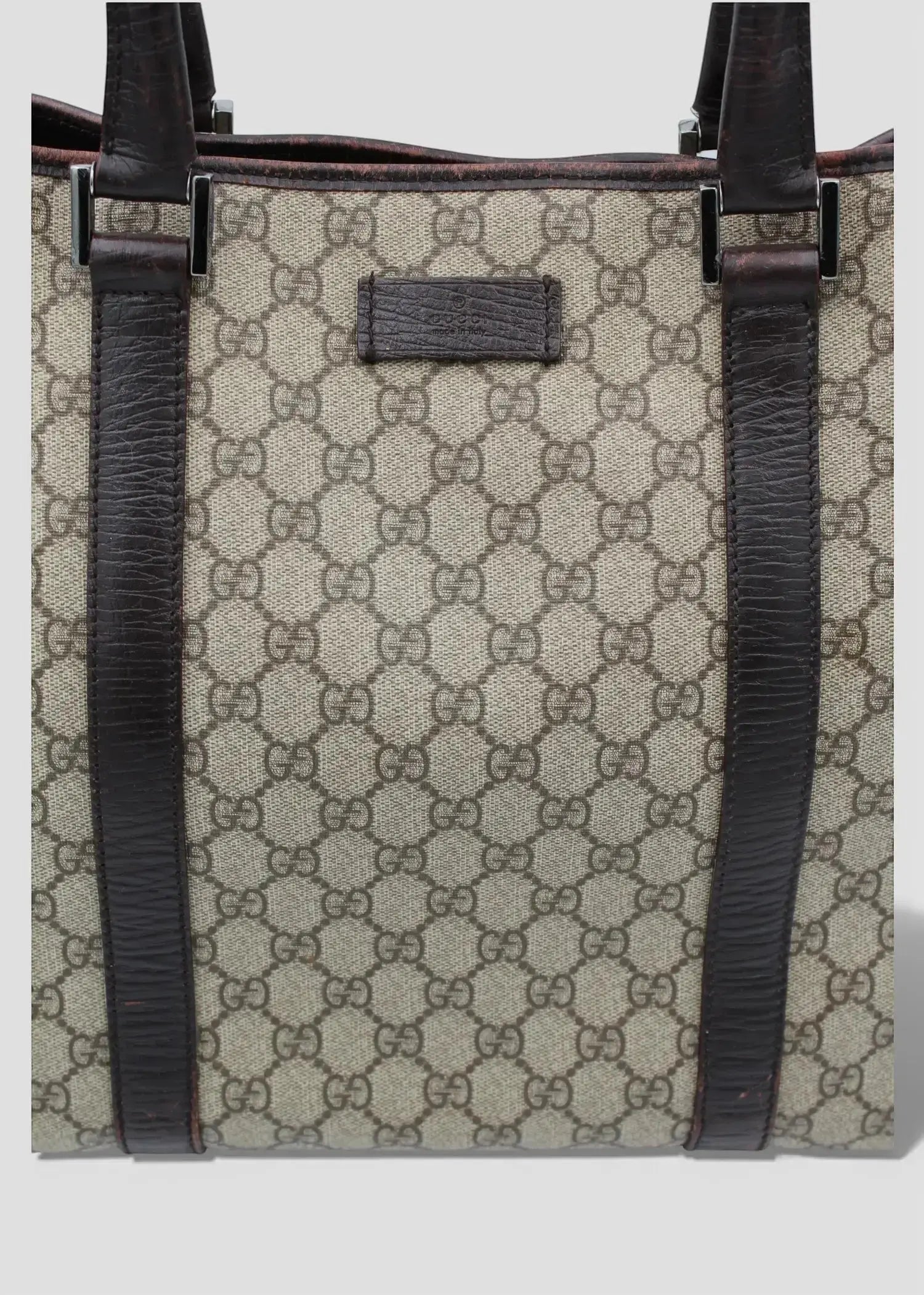 Preloved | Gucci GG Monogram Totebag med Brun Læder Gucci