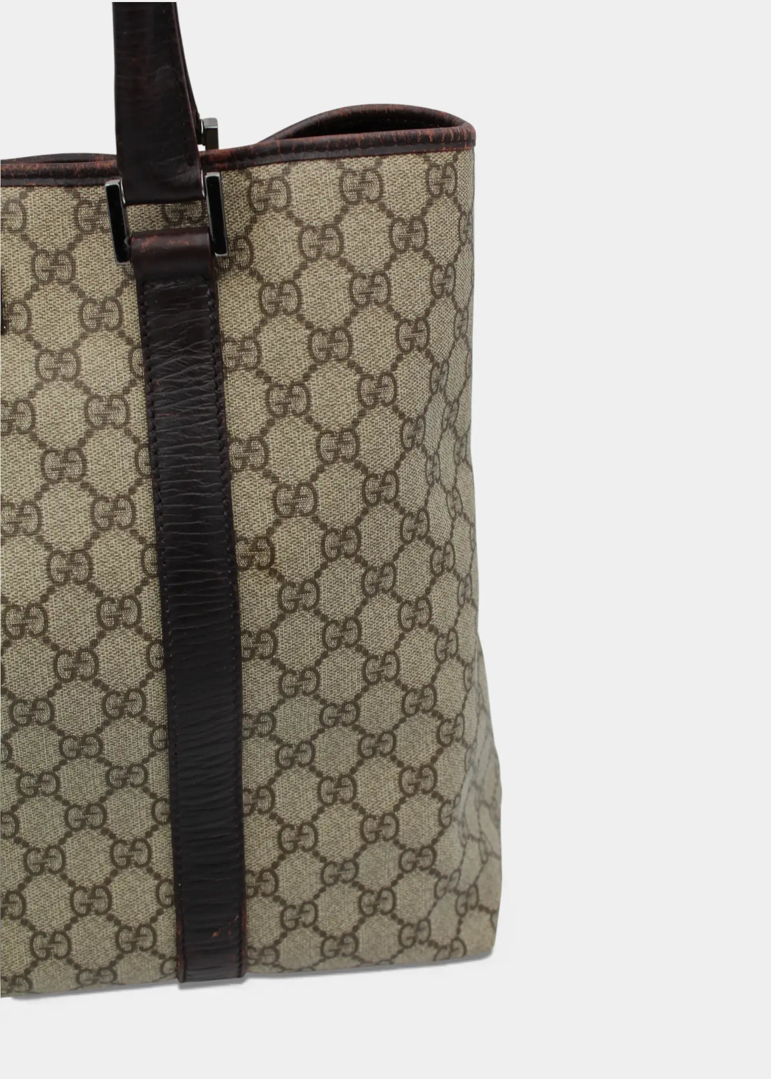 Preloved | Gucci GG Monogram Totebag med Brun Læder
