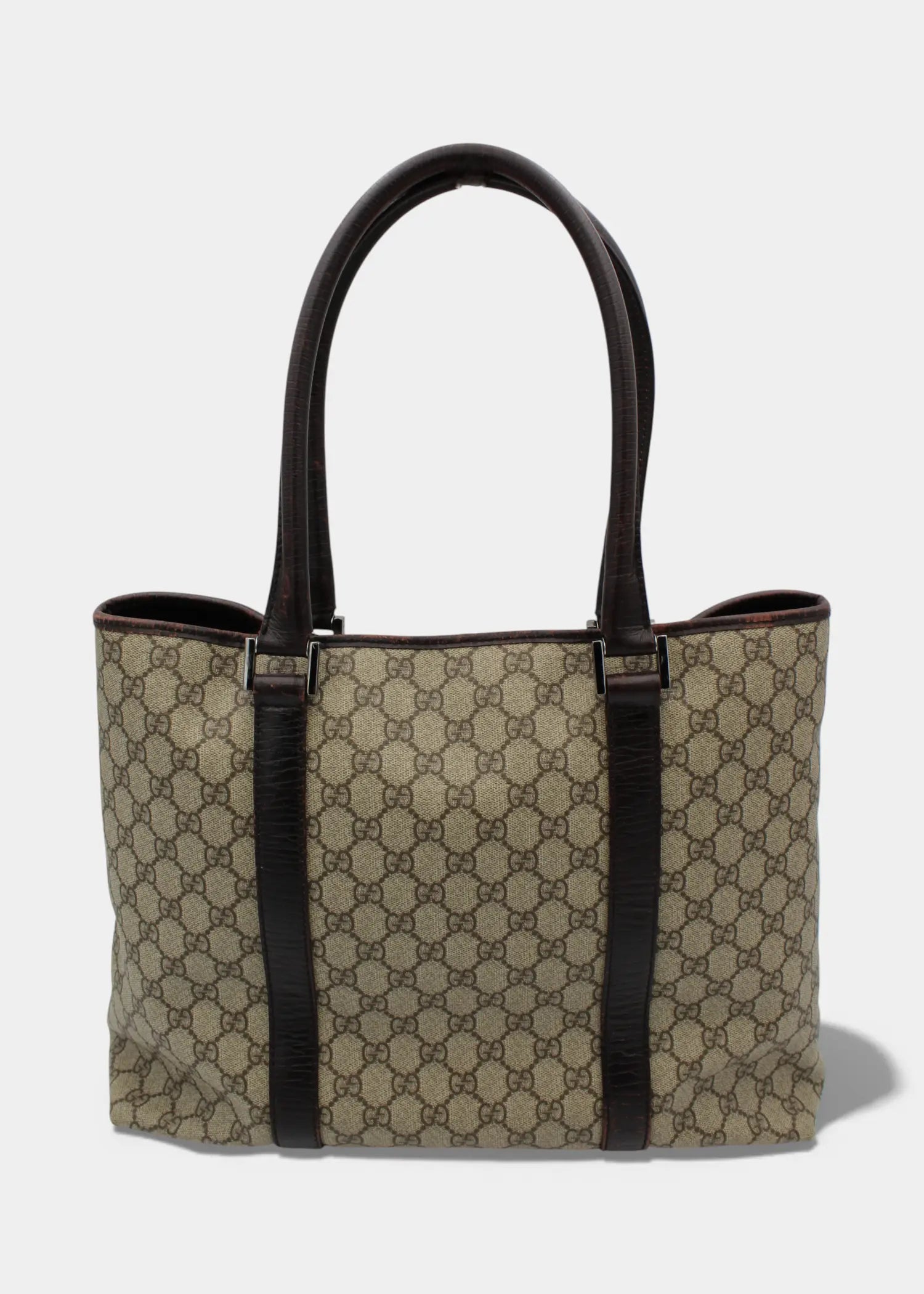 Preloved | Gucci GG Monogram Totebag med Brun Læder