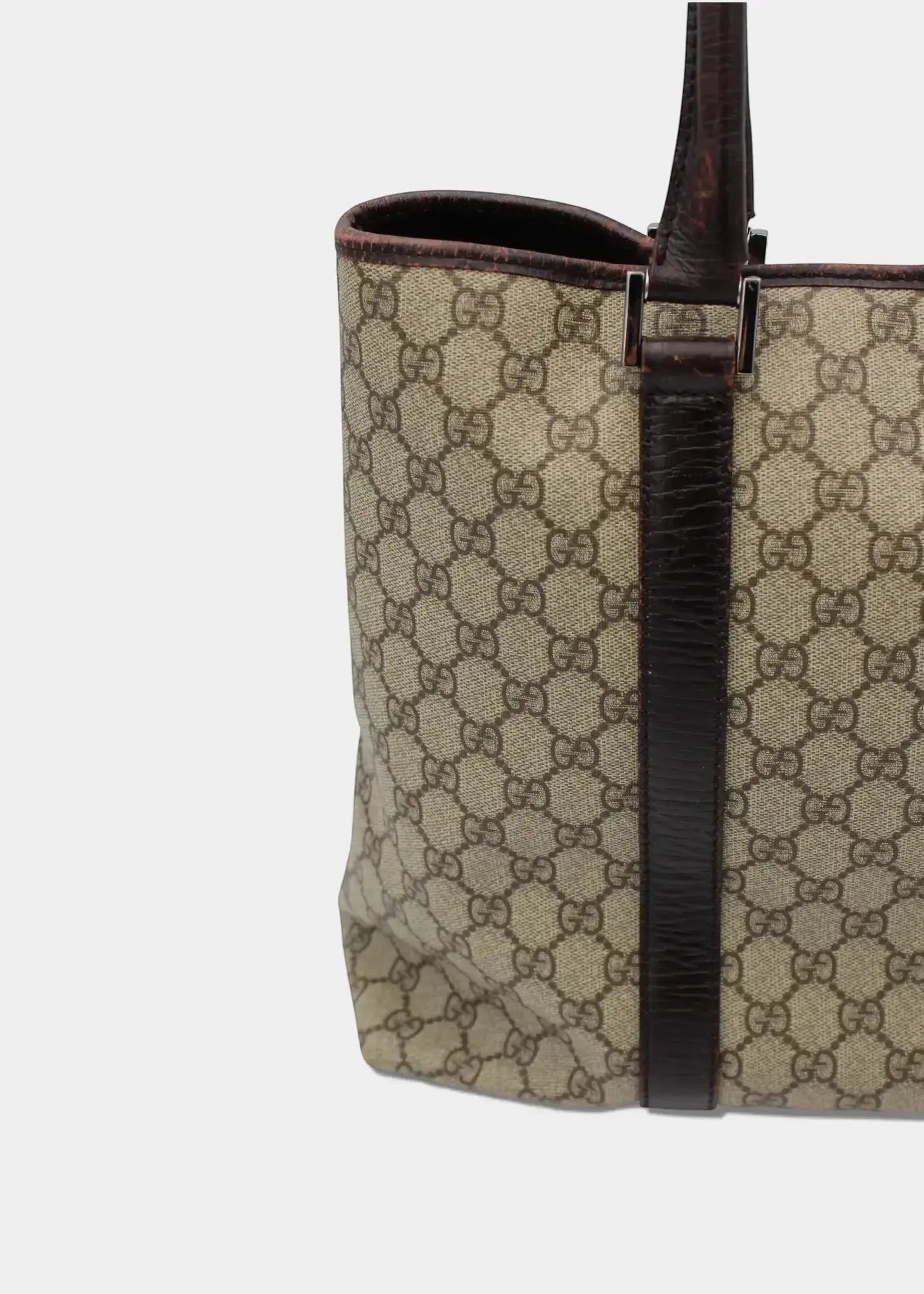 Preloved | Gucci GG Monogram Totebag med Brun Læder Gucci