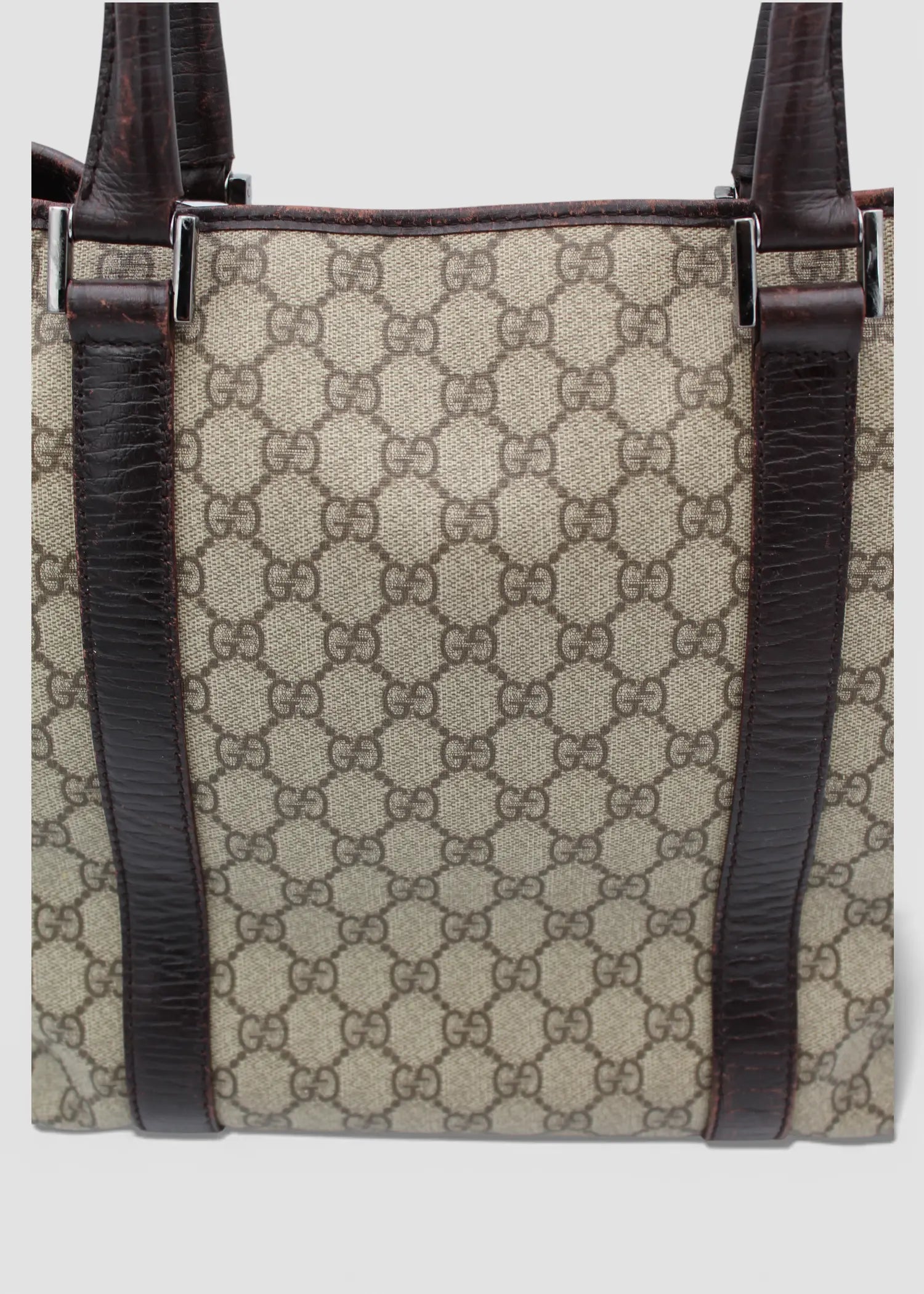 Preloved | Gucci GG Monogram Totebag med Brun Læder