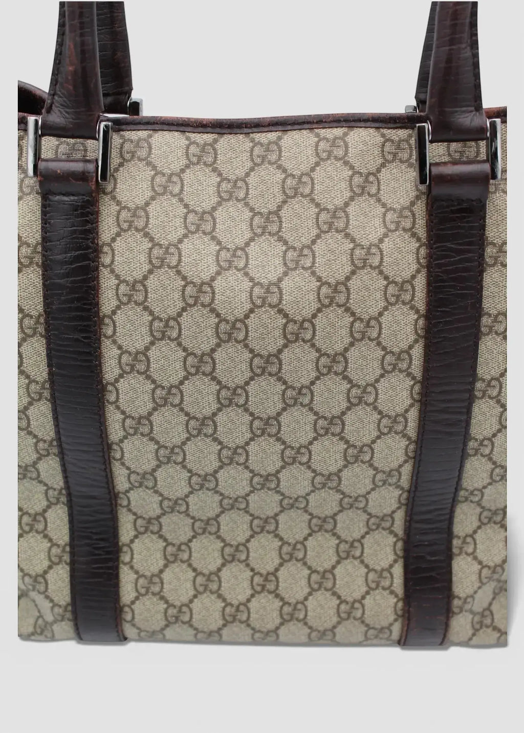 Preloved | Gucci GG Monogram Totebag med Brun Læder Gucci