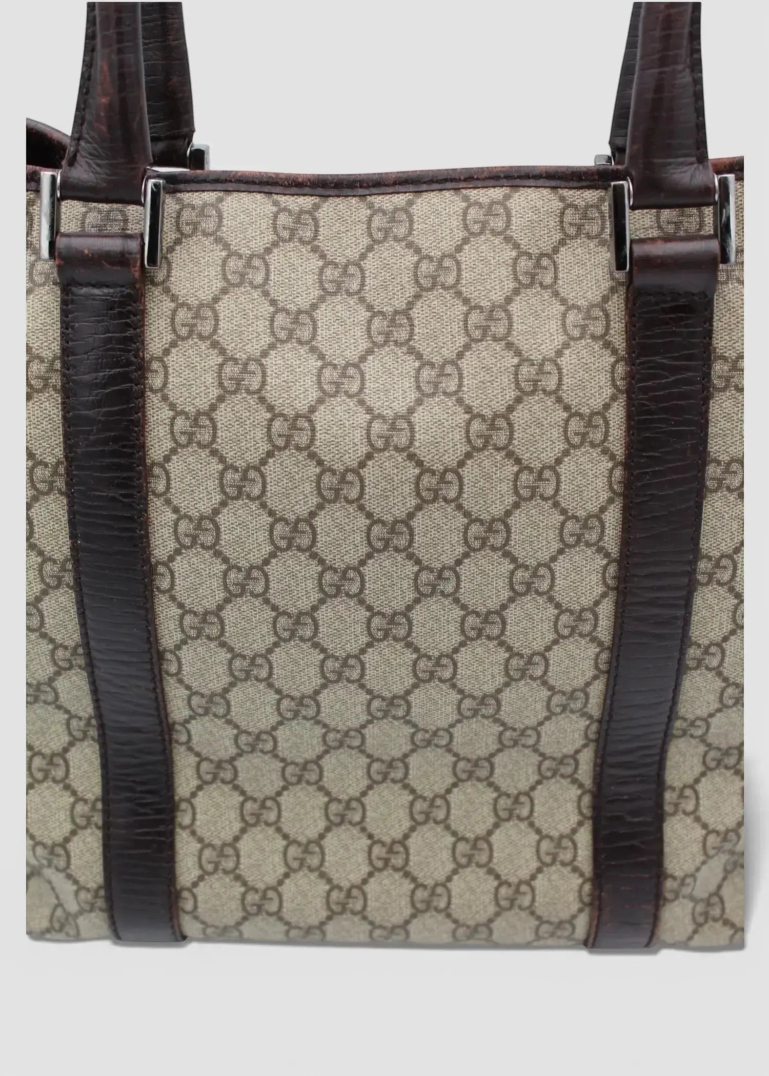 Preloved | Gucci GG Monogram Totebag med Brun Læder Gucci