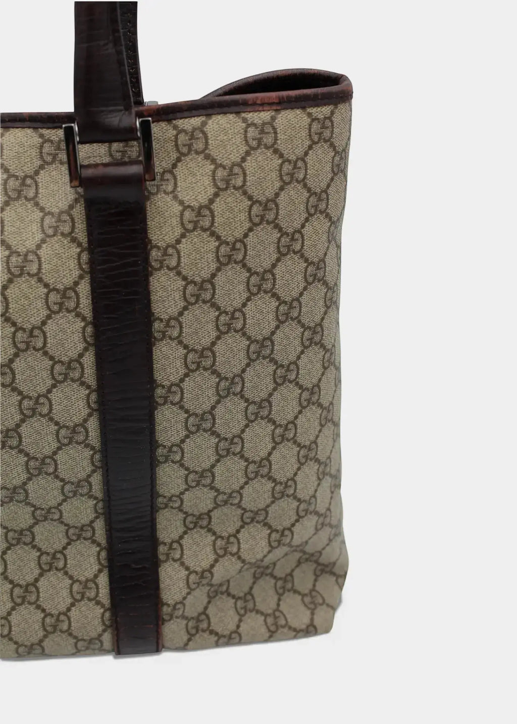 Preloved | Gucci GG Monogram Totebag med Brun Læder Gucci
