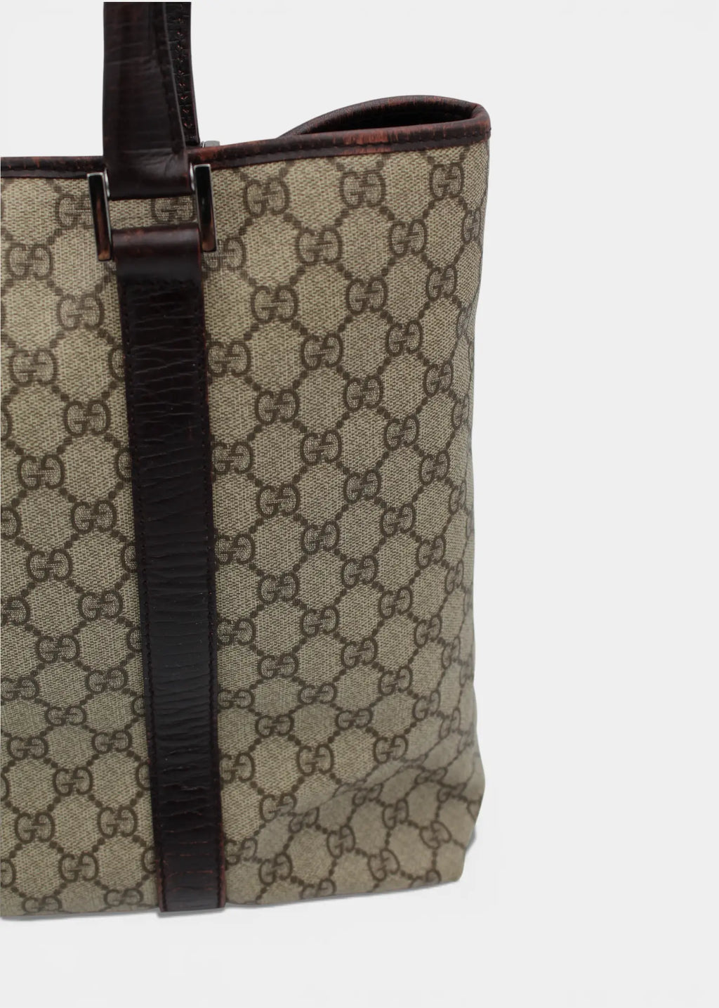 Preloved | Gucci GG Monogram Totebag med Brun Læder