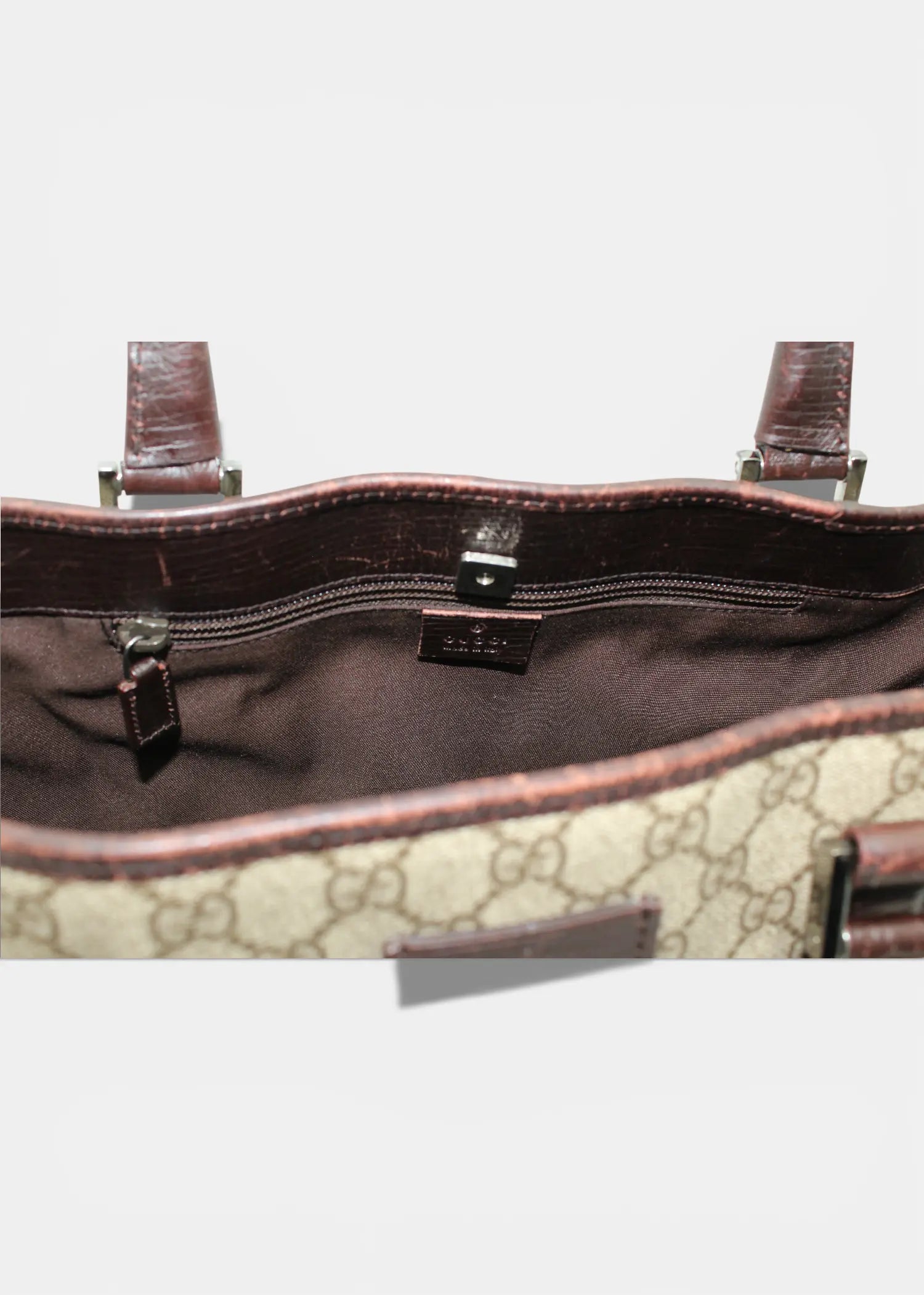 Preloved | Gucci GG Monogram Totebag med Brun Læder