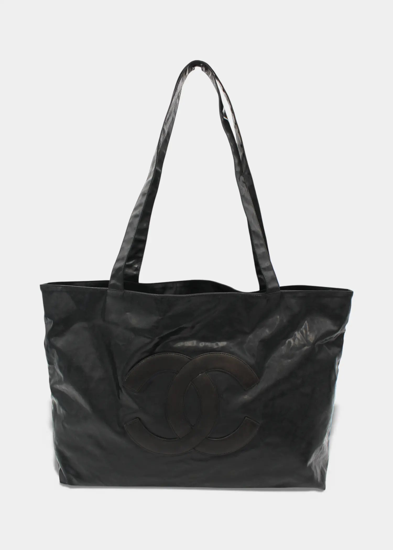 Chanel CC Totebag Sort i PVC med Læder Logo