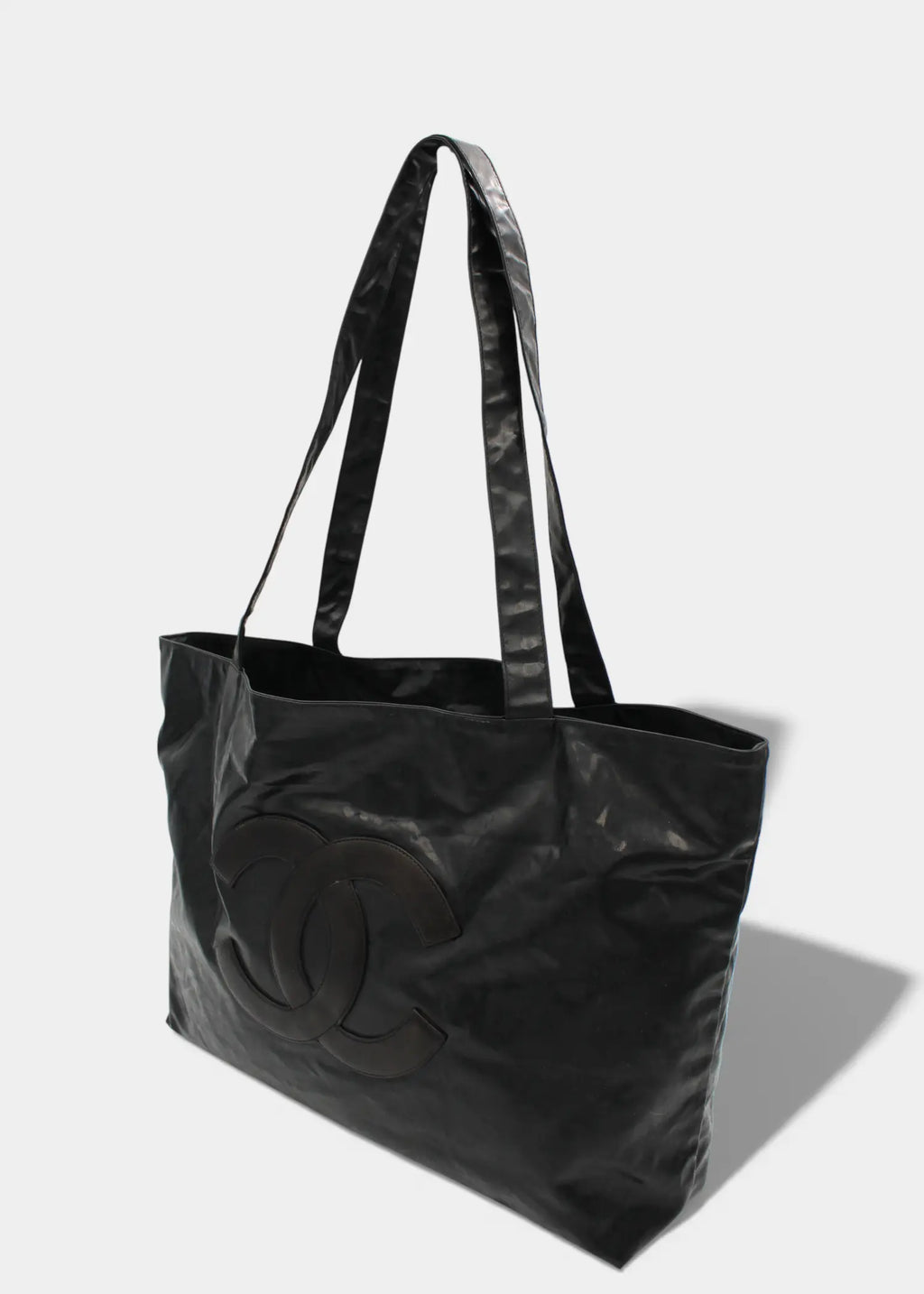 Chanel CC Totebag Sort i PVC med Læder Logo
