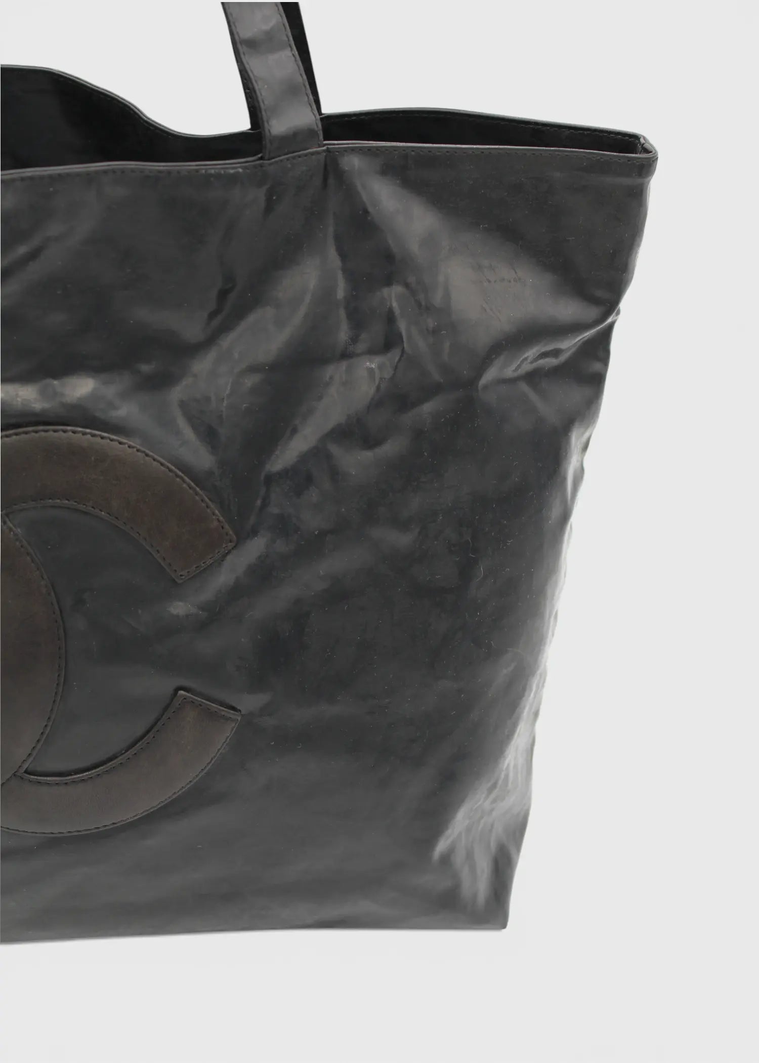 Chanel CC Totebag Sort i PVC med Læder Logo