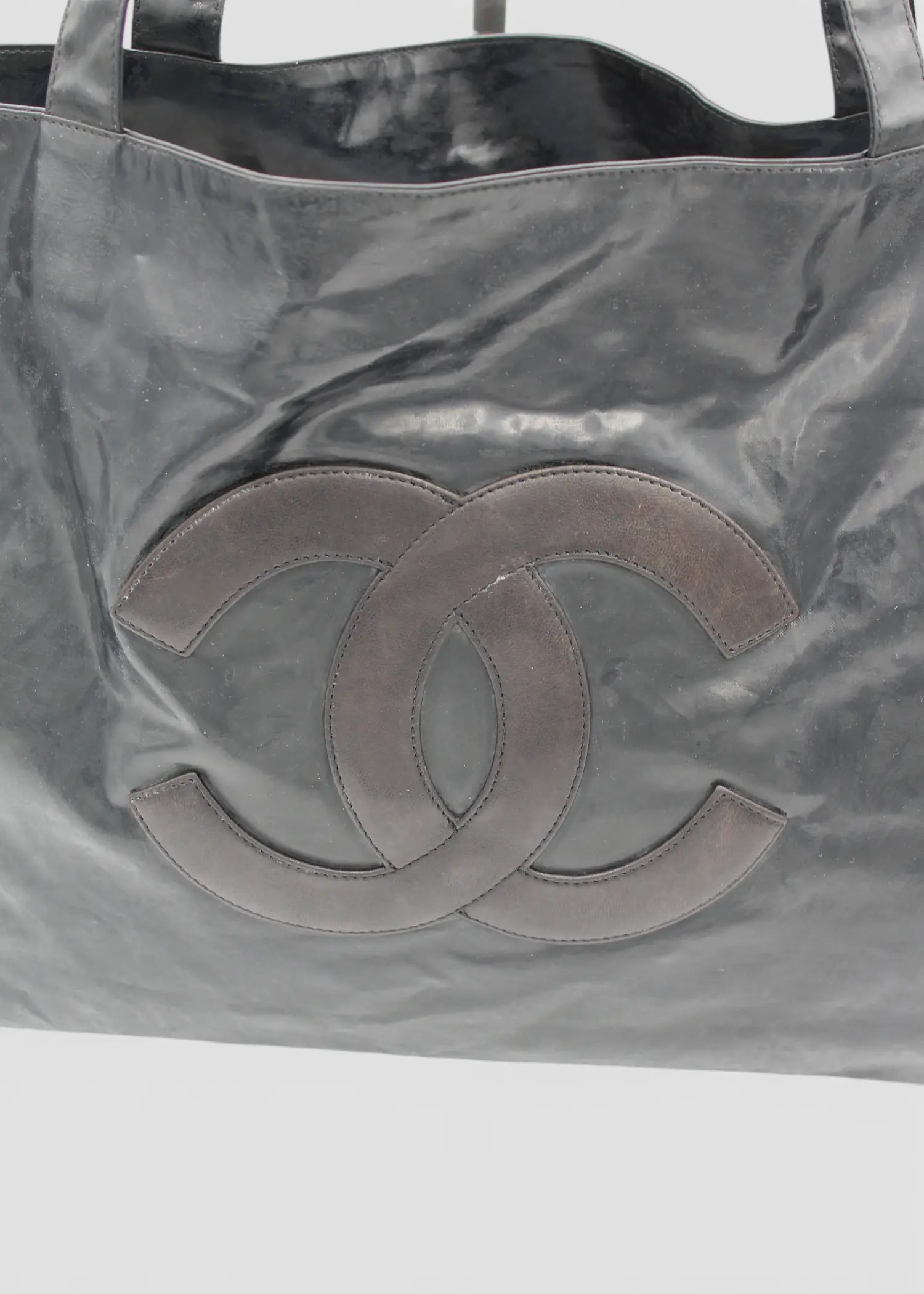 Chanel CC Totebag Sort i PVC med Læder Logo