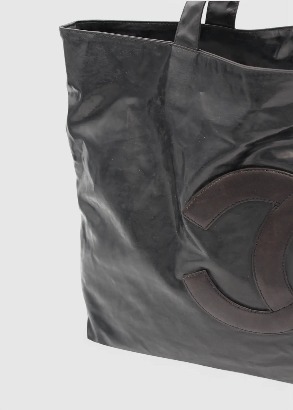 Chanel CC Totebag Sort i PVC med Læder Logo