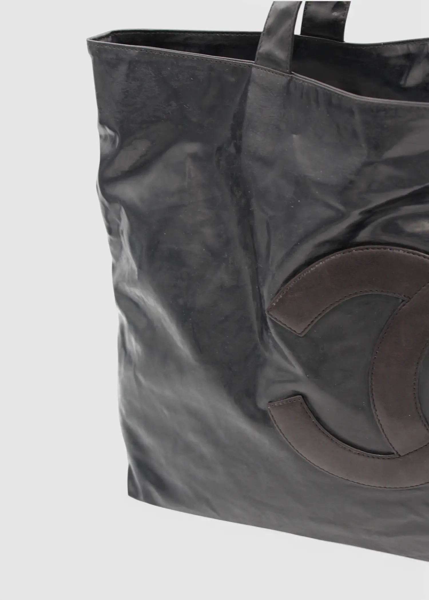 Chanel CC Totebag Sort i PVC med Læder Logo