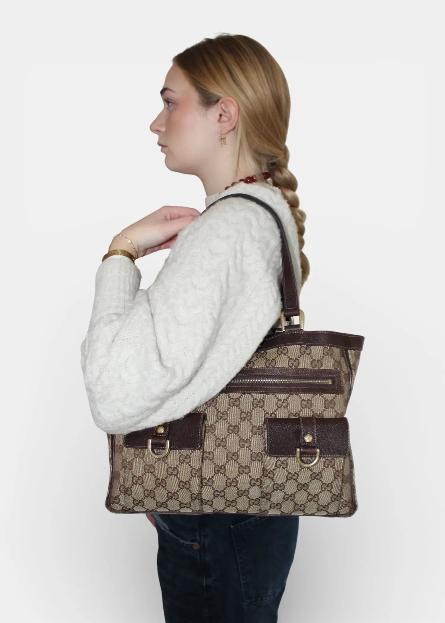 Preloved | Gucci GG Monogram Skuldertaske med Front Lommer