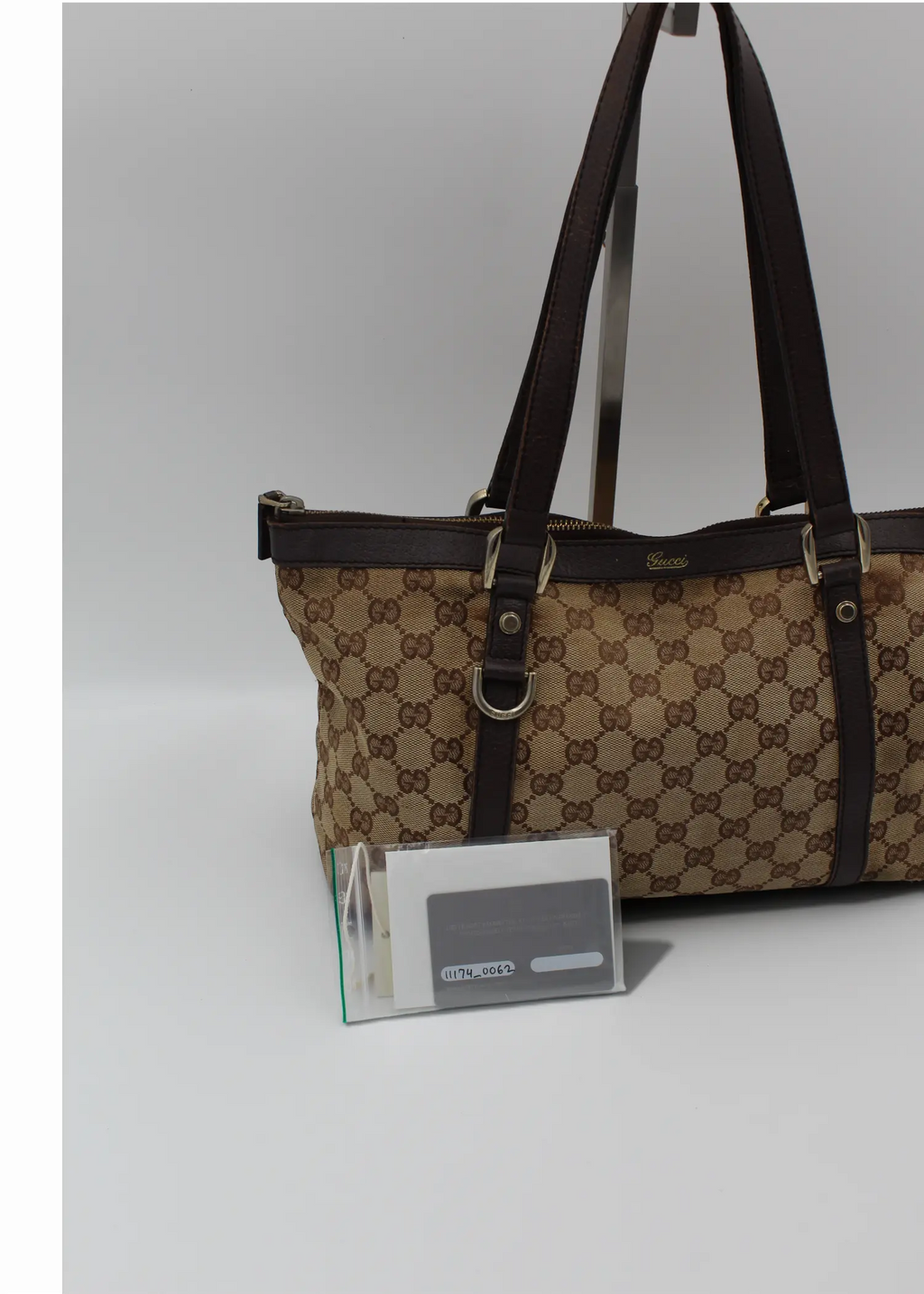 Preloved | Gucci GG Monogram Skuldertaske Abbey med Brun Læder