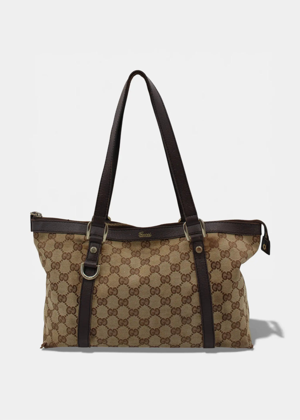 Preloved | Gucci GG Monogram Skuldertaske Abbey med Brun Læder