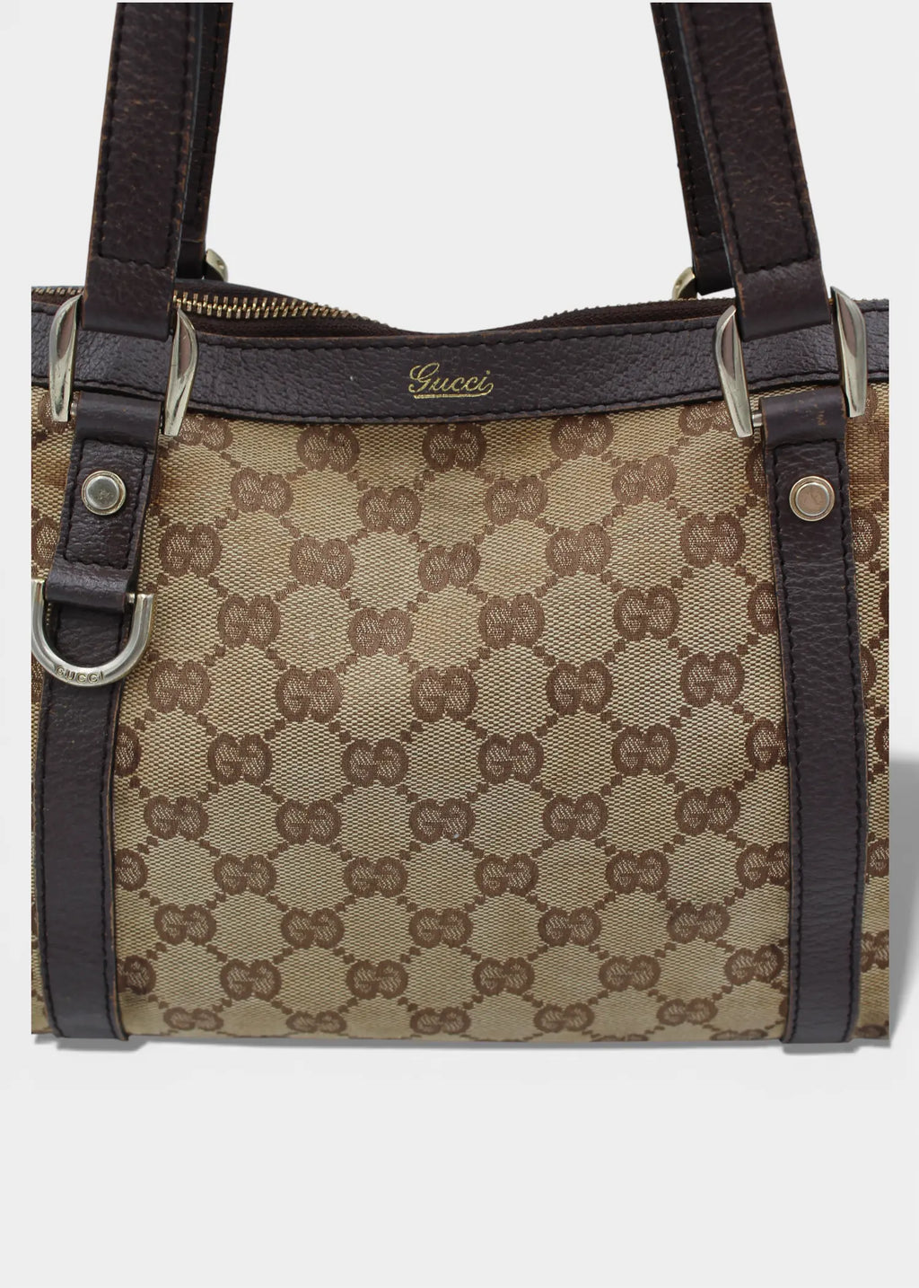 Preloved | Gucci GG Monogram Skuldertaske Abbey med Brun Læder