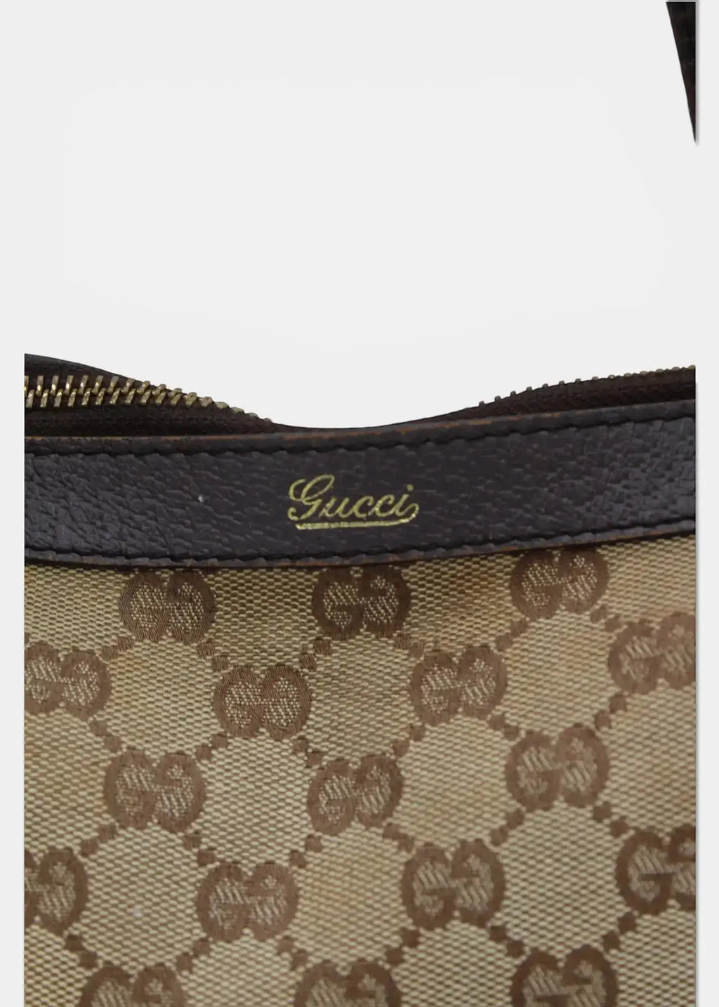 Preloved | Gucci GG Monogram Skuldertaske Abbey med Brun Læder Gucci