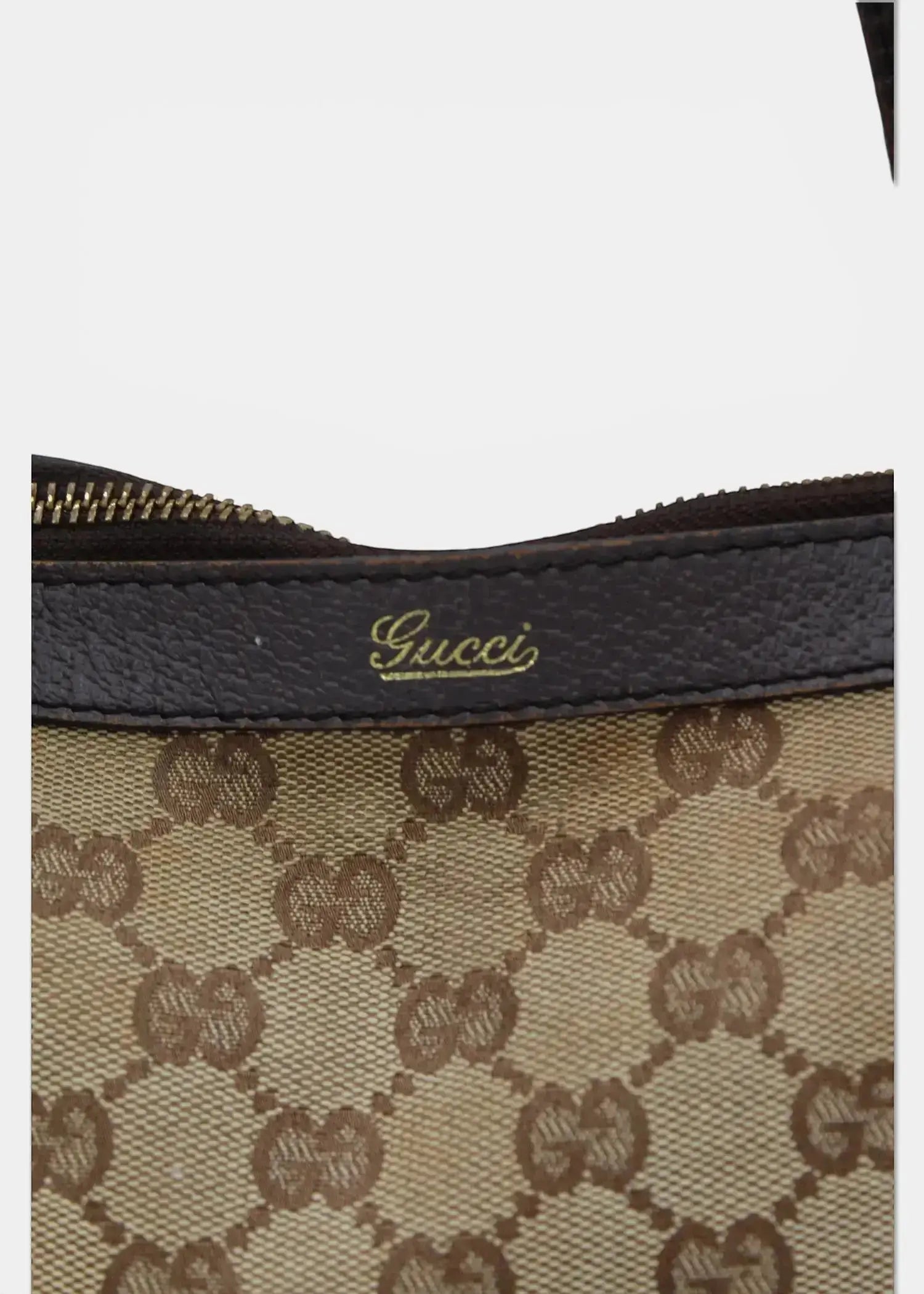 Preloved | Gucci GG Monogram Skuldertaske Abbey med Brun Læder Gucci