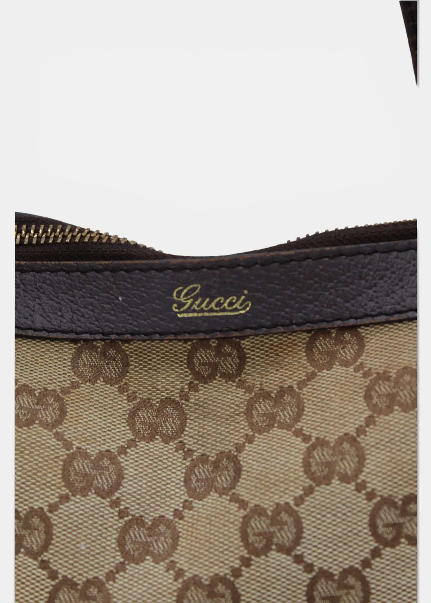 Preloved | Gucci GG Monogram Skuldertaske Abbey med Brun Læder