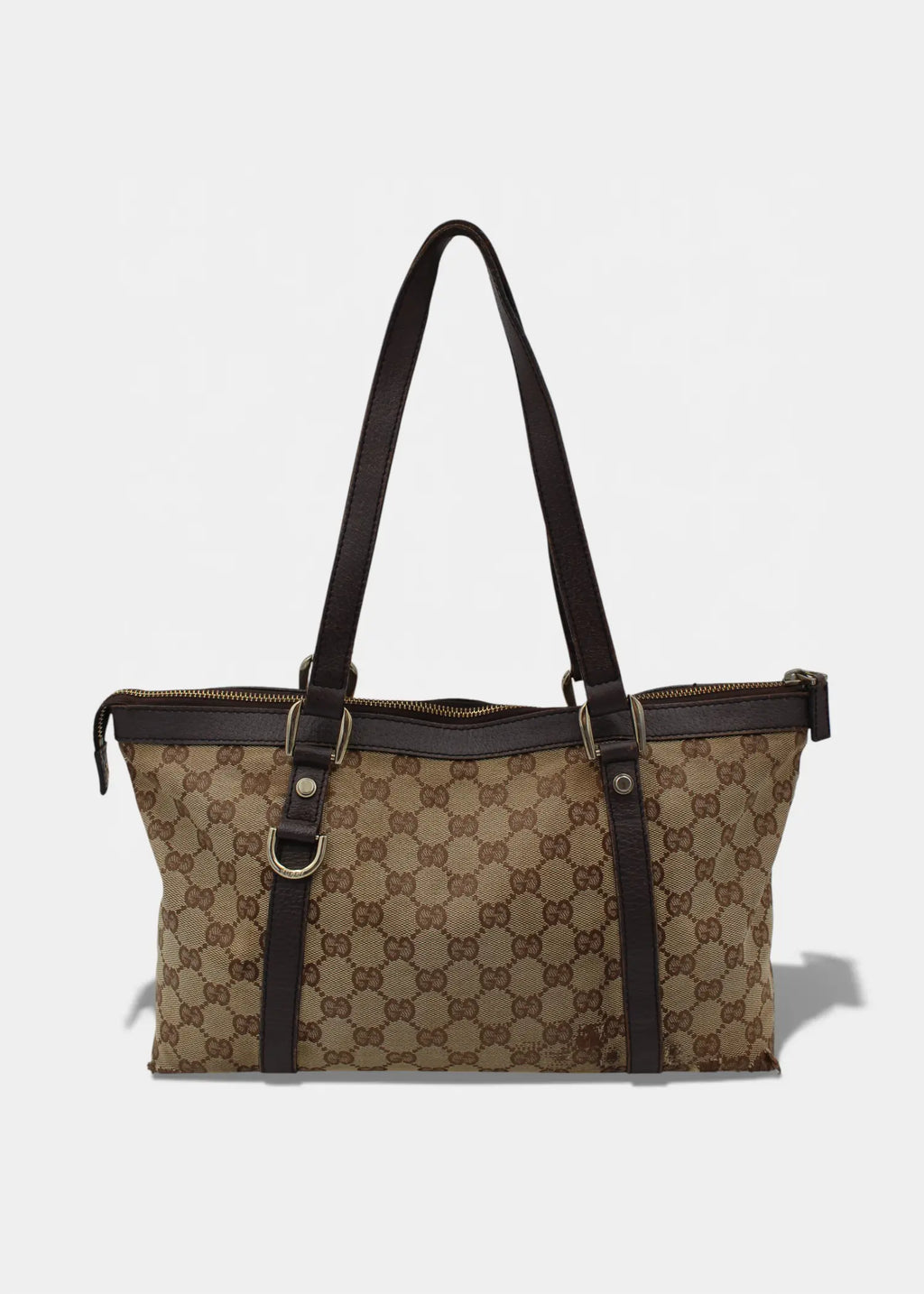 Preloved | Gucci GG Monogram Skuldertaske Abbey med Brun Læder