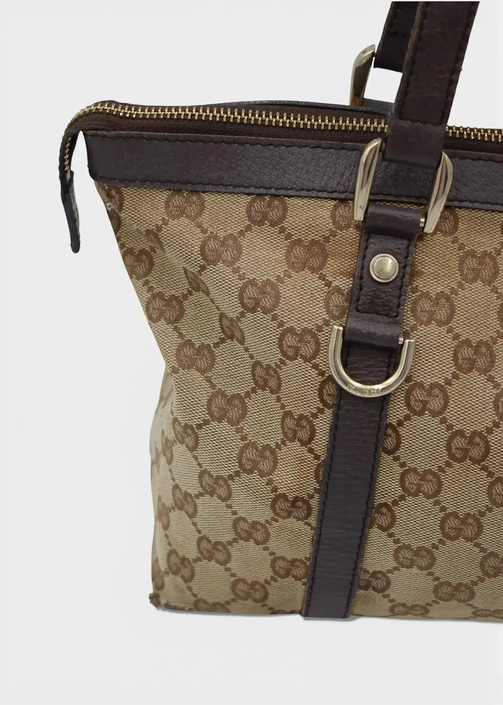 Preloved | Gucci GG Monogram Skuldertaske Abbey med Brun Læder Gucci