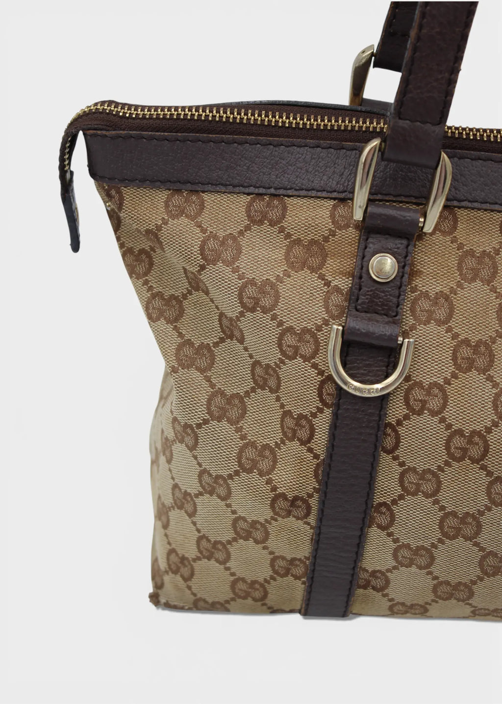 Preloved | Gucci GG Monogram Skuldertaske Abbey med Brun Læder