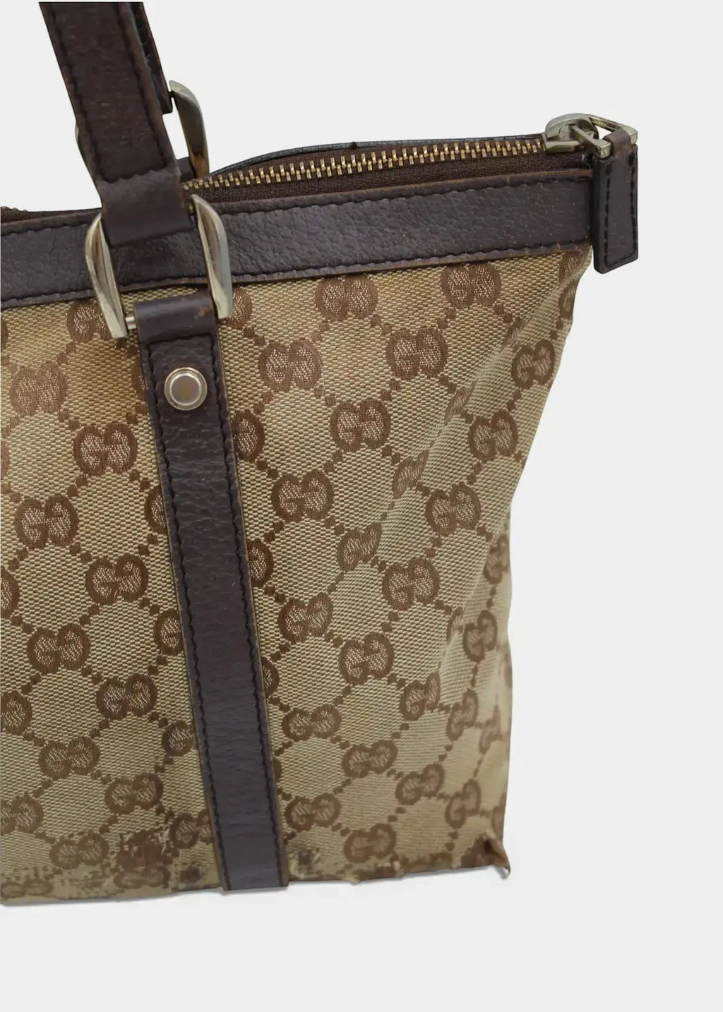 Preloved | Gucci GG Monogram Skuldertaske Abbey med Brun Læder Gucci