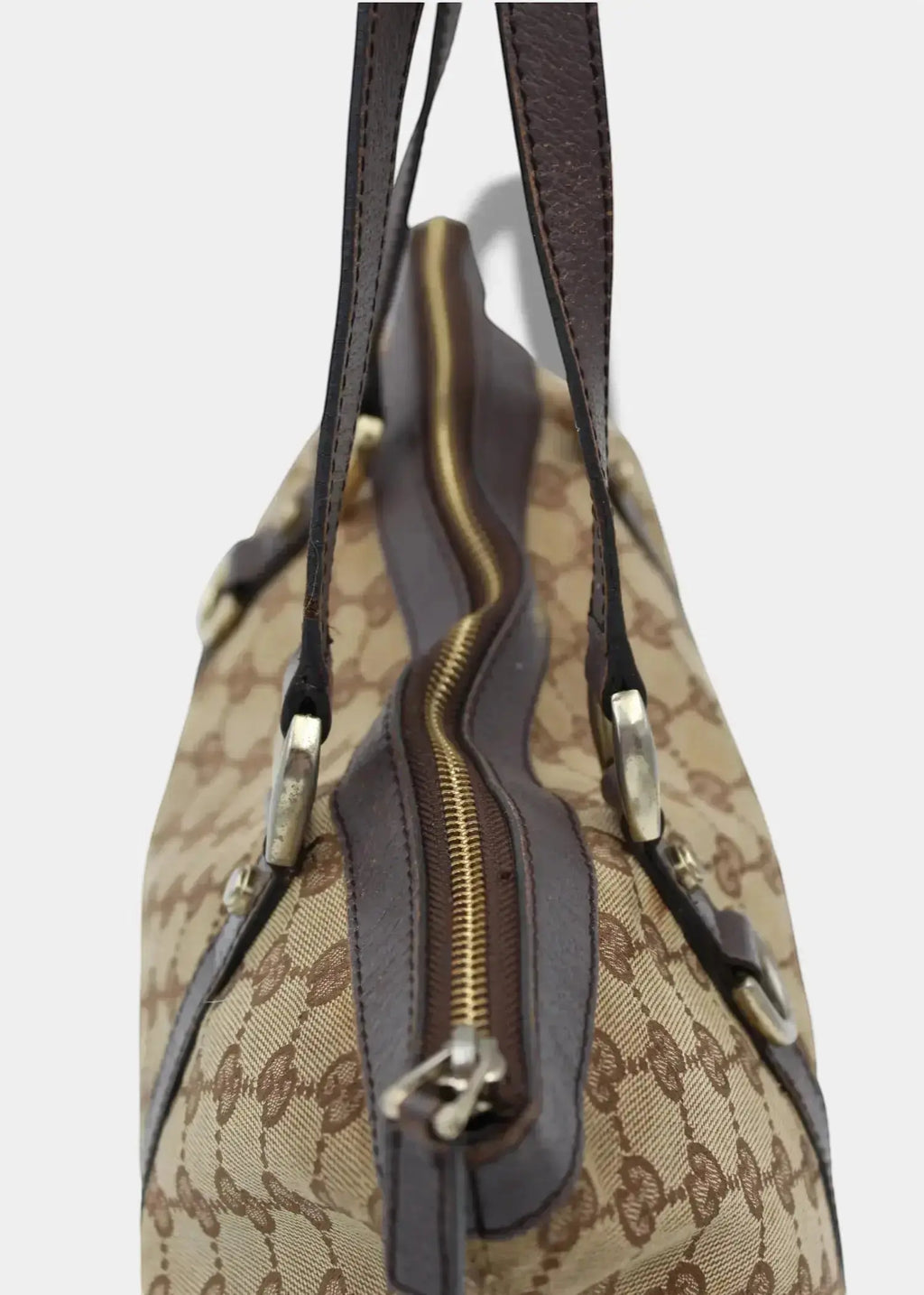 Preloved | Gucci GG Monogram Skuldertaske Abbey med Brun Læder Gucci
