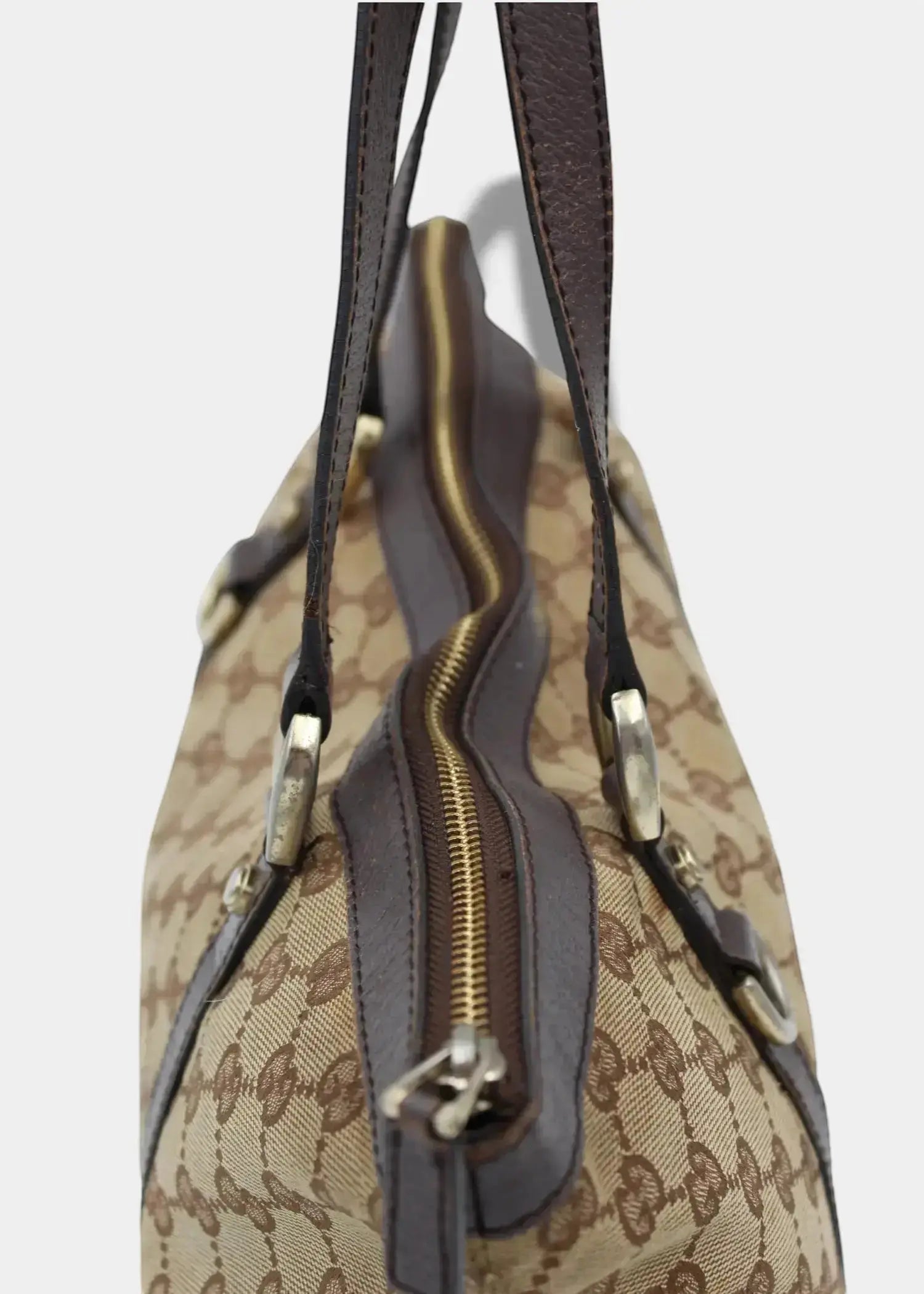 Preloved | Gucci GG Monogram Skuldertaske Abbey med Brun Læder Gucci