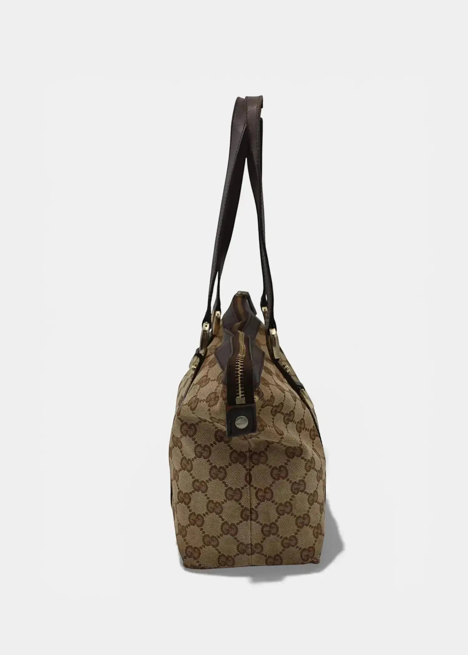 Preloved | Gucci GG Monogram Skuldertaske Abbey med Brun Læder Gucci
