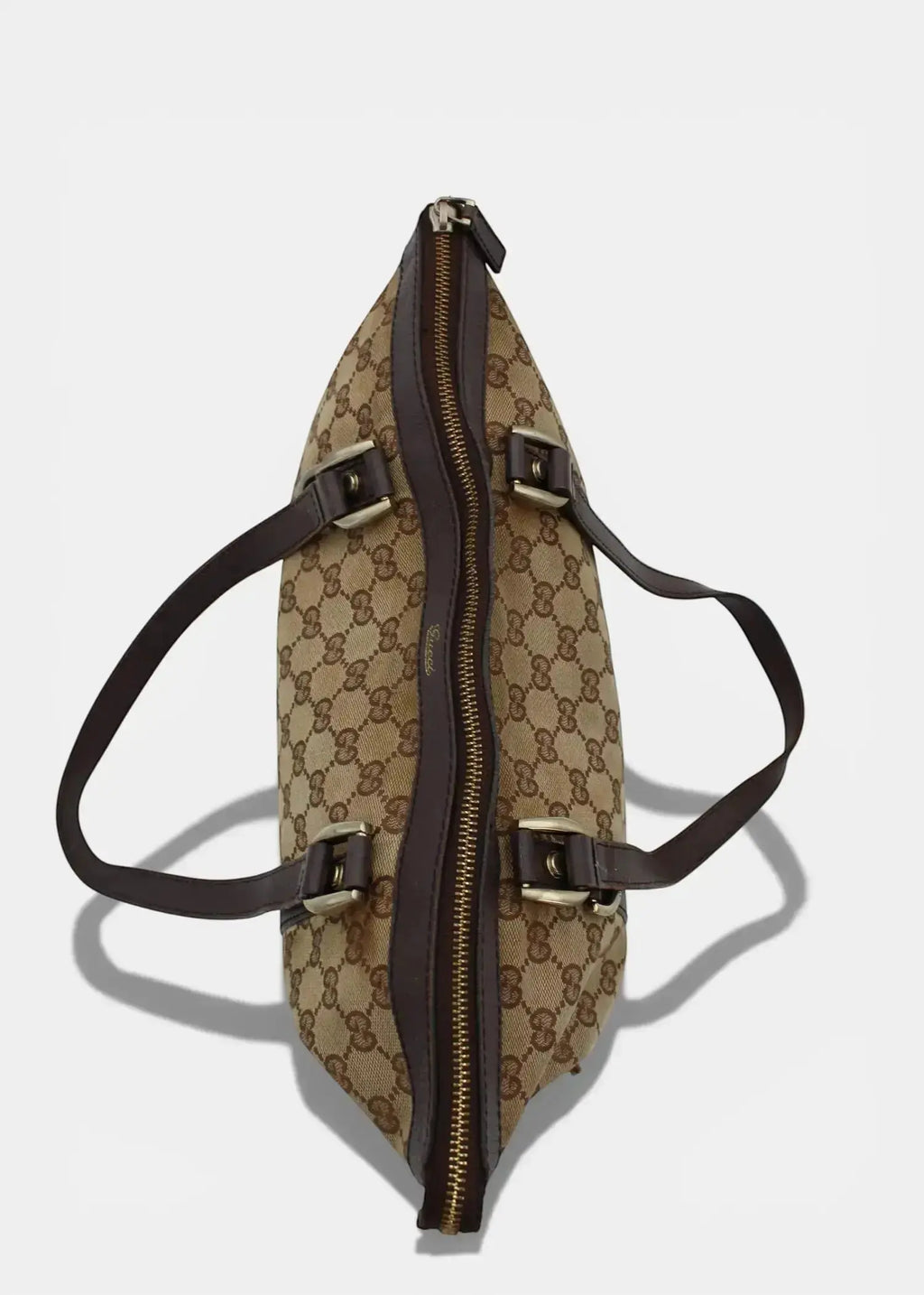 Preloved | Gucci GG Monogram Skuldertaske Abbey med Brun Læder Gucci