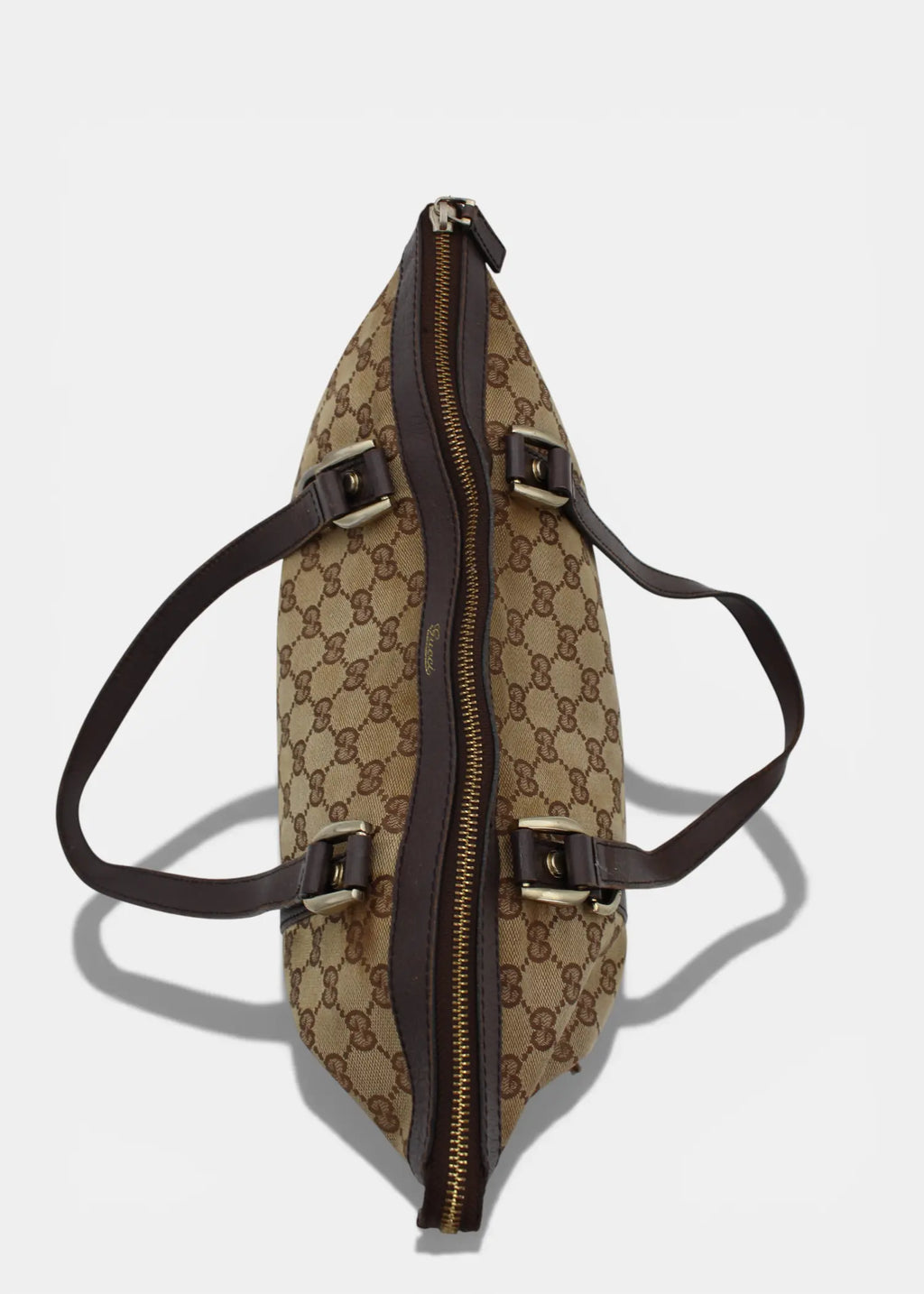 Preloved | Gucci GG Monogram Skuldertaske Abbey med Brun Læder