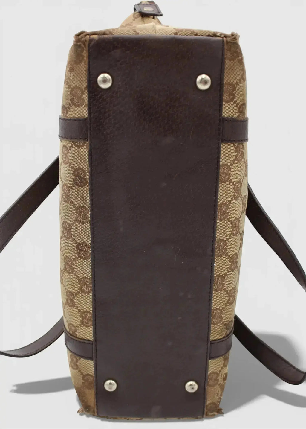 Preloved | Gucci GG Monogram Skuldertaske Abbey med Brun Læder Gucci
