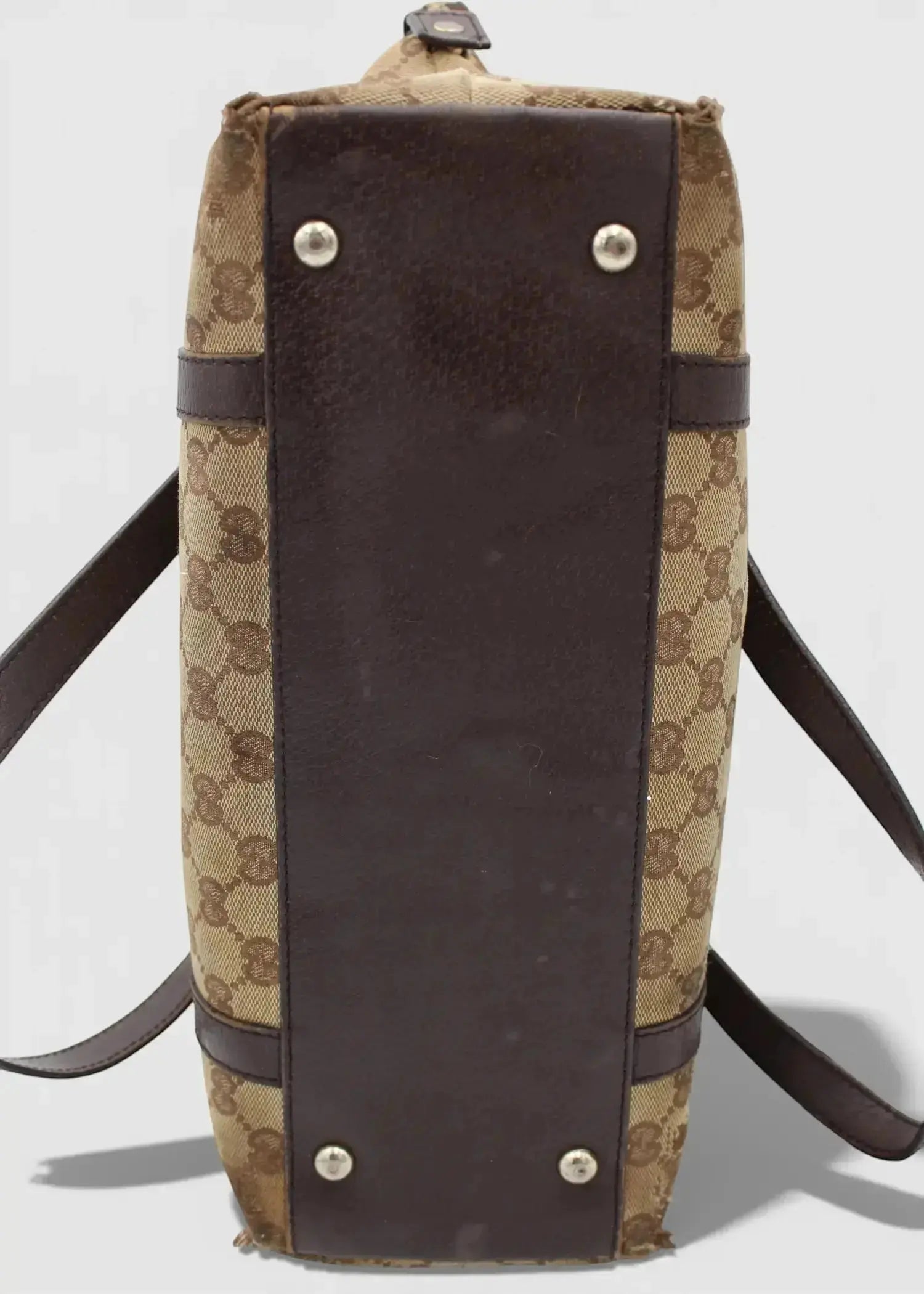 Preloved | Gucci GG Monogram Skuldertaske Abbey med Brun Læder Gucci