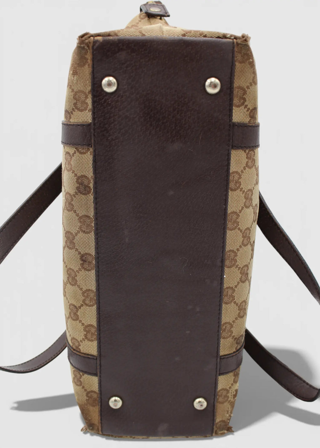 Preloved | Gucci GG Monogram Skuldertaske Abbey med Brun Læder