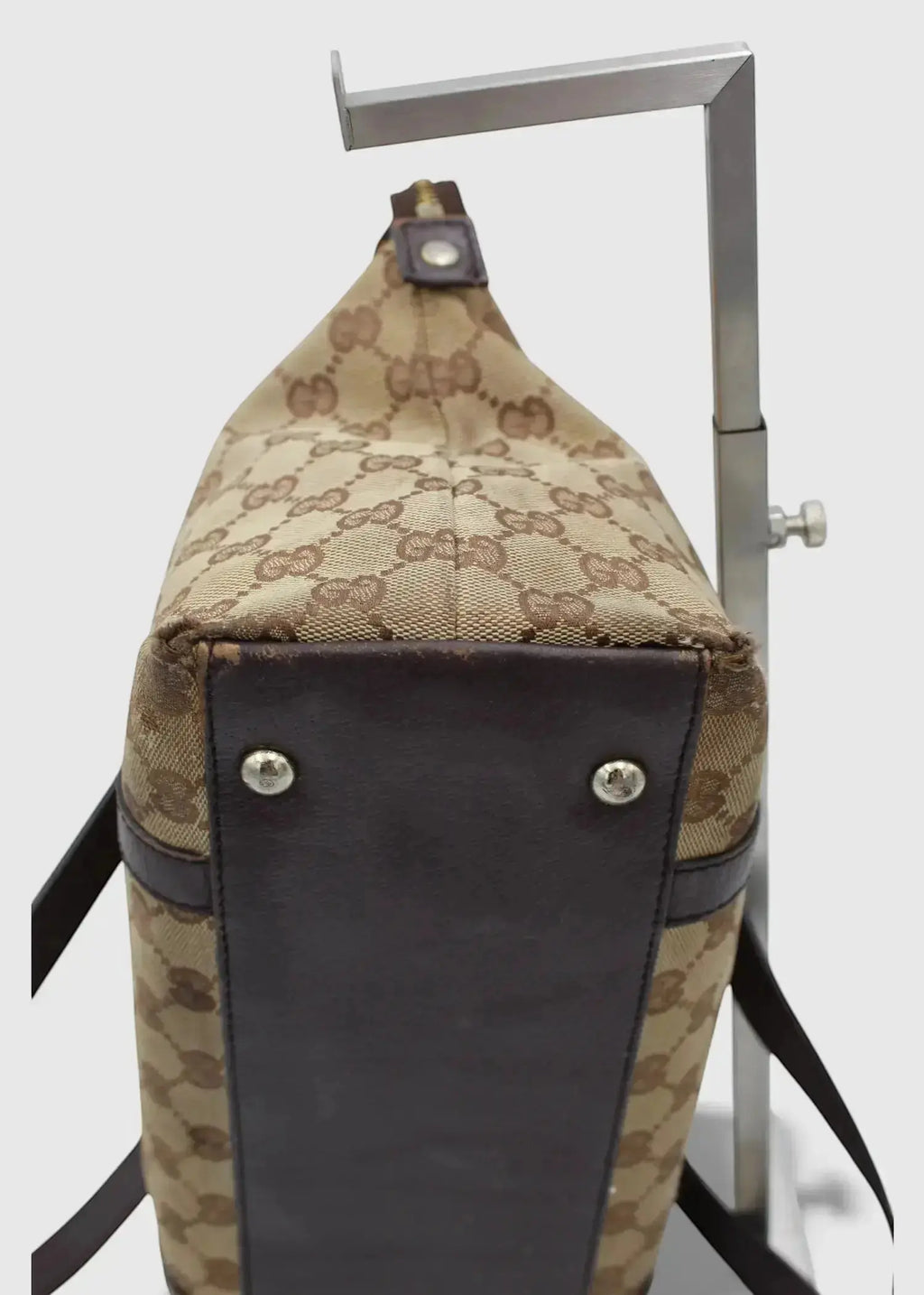Preloved | Gucci GG Monogram Skuldertaske Abbey med Brun Læder Gucci