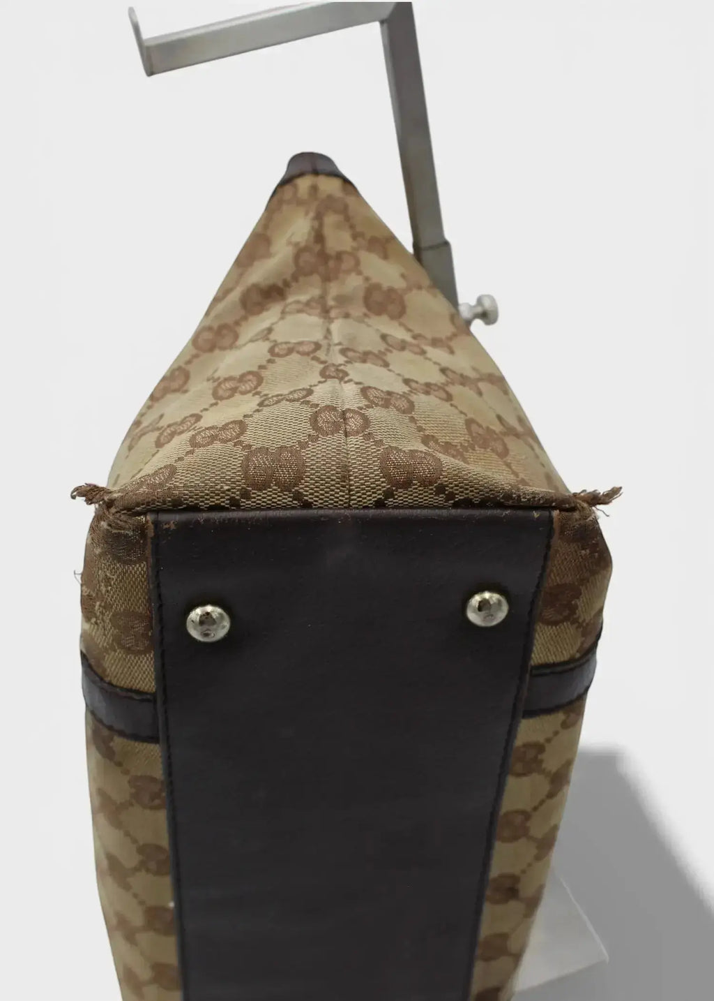 Preloved | Gucci GG Monogram Skuldertaske Abbey med Brun Læder Gucci