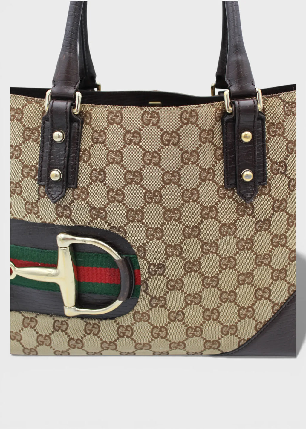 Preloved | Gucci GG Monogram Totebag D-Ring med Brun Læder