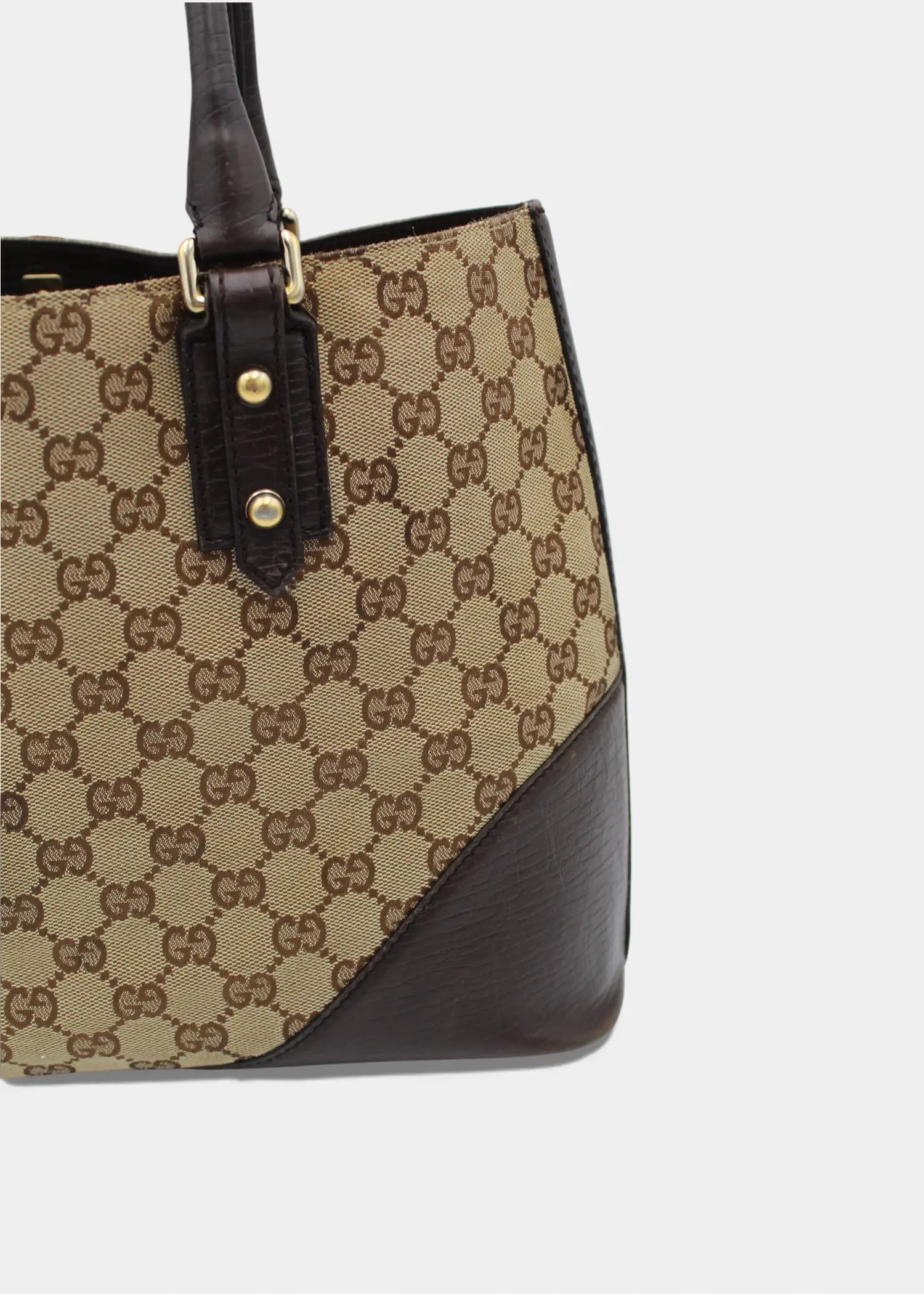 Preloved | Gucci GG Monogram Totebag D-Ring med Brun Læder